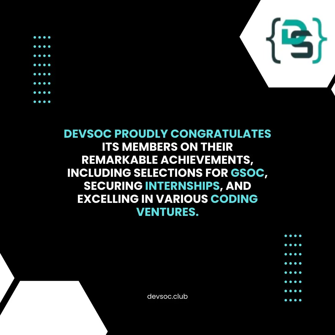 devsocbitsgoa's tweet photo. We're incredibly proud of the amazing achievements of our talented members! From dominating hackathons to excelling in personal projects, and everything in between, our community is filled with inspiring stories of hard work and dedication.
1/2 https://t.co/S9lsYjBmqQ