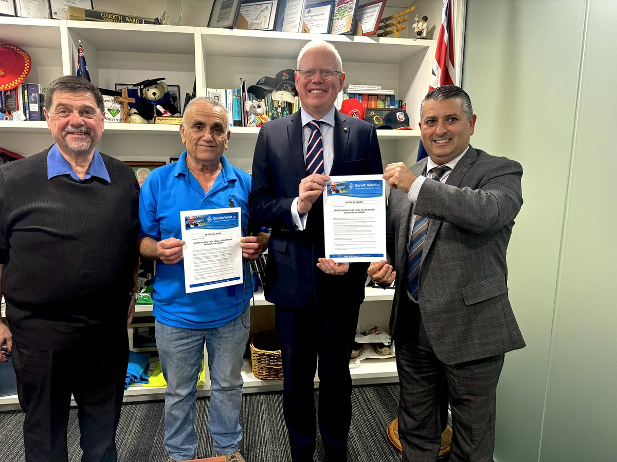 Today I met with the NSW Taxi Council and Illawarra Taxi Operators calling on the NSW to fund a trial to subsidise taxi’s in #Kiama following the closure of Kiama Cabs 🚕 

Illawarra Taxi’s have agreed to take bookings in Kiama by calling 📞 4254 2111 @nswtaxi
