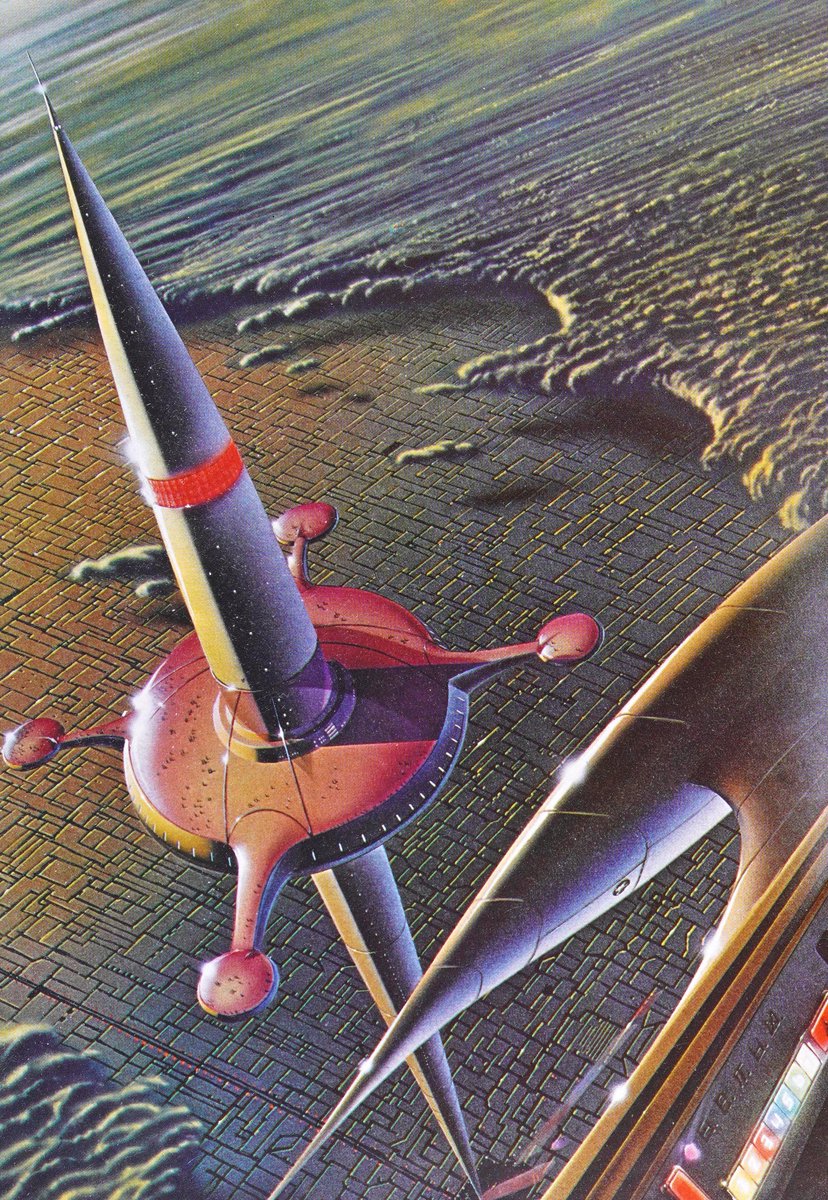 Chris Moore illustration from 'Worlds at War: An Illustrated Study of Interplanetary Conflict,' 1980.