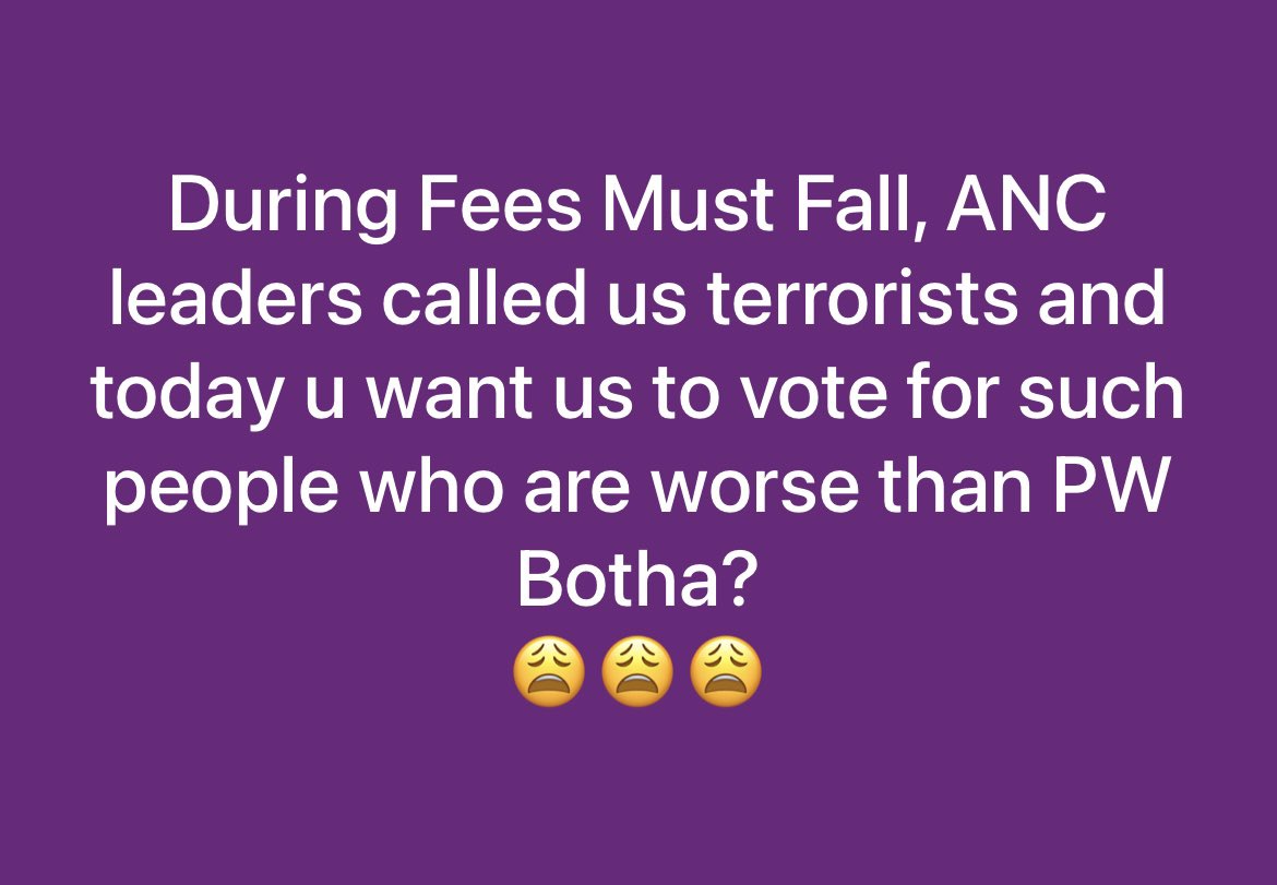 We suffered a lot under the useless @MYANC government. Imagine the so called liberators calling their own children terrorists for fighting for #FreeEducation

This idiots in government today never participated in the 1976 protests hence they tortured us
#MalemaForSAPresident