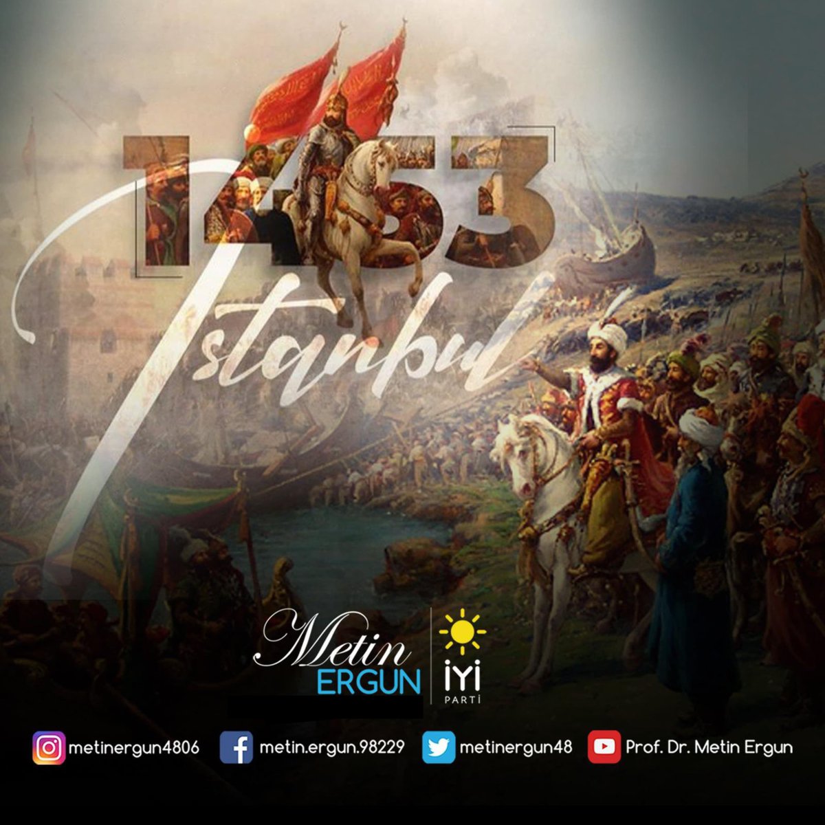 Tarihimizin en büyük zaferlerinden birisi olan #İstanbulunFethi'nin 571. yıldönümü kutlu olsun. Şanlı fetihin yıl dönümünde büyük devlet adamı Fatih Sultan Mehmet Han'ı ve şanlı ordusunu rahmet ve minnetle anıyorum. #29Mayıs1453