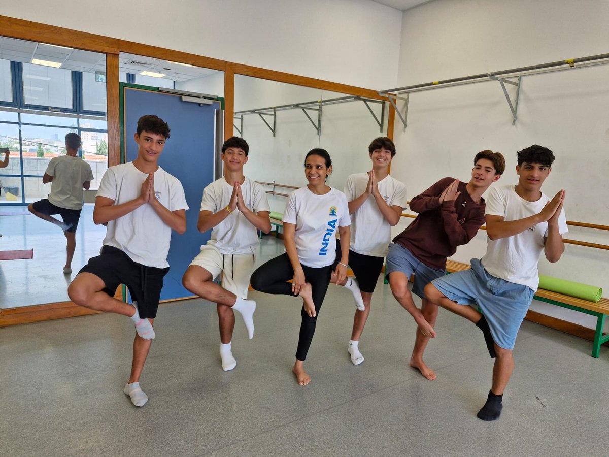 ICC Tel Aviv conducted a pre #IDY event on May 28 with high-school students of ironi yud dalet, #TelAviv under the guidance of ICC yoga teacher Ms. Darshana Rajput. Students and teachers experienced the art of #yoga and #meditation. #IDY2024 #countdowntoIDY2024 #yogaforall