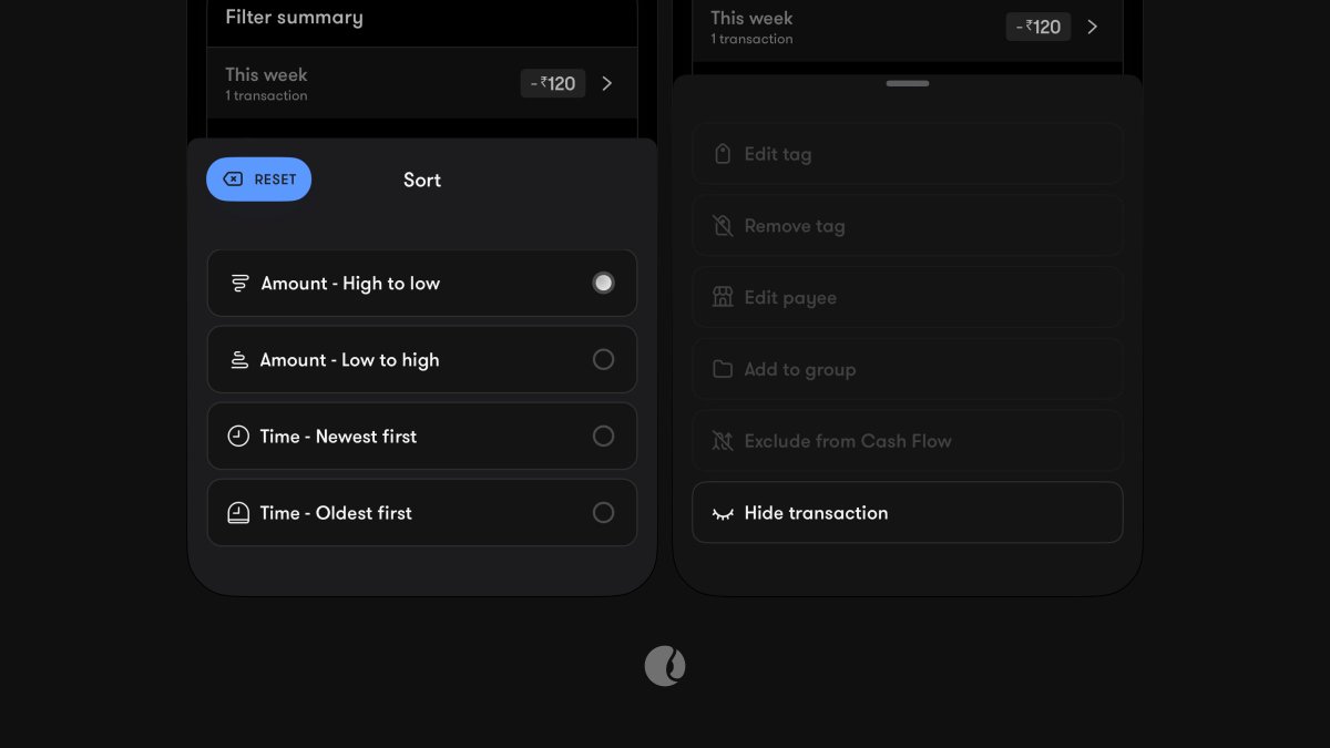 🔊 We've added two small but important features in the latest Android and iOS updates.

1) The ability to sort filtered transactions by time and amount.
2) Allowing you to hide transactions, in case your bank sends duplicates or you just don't want to see a certain transaction 👀