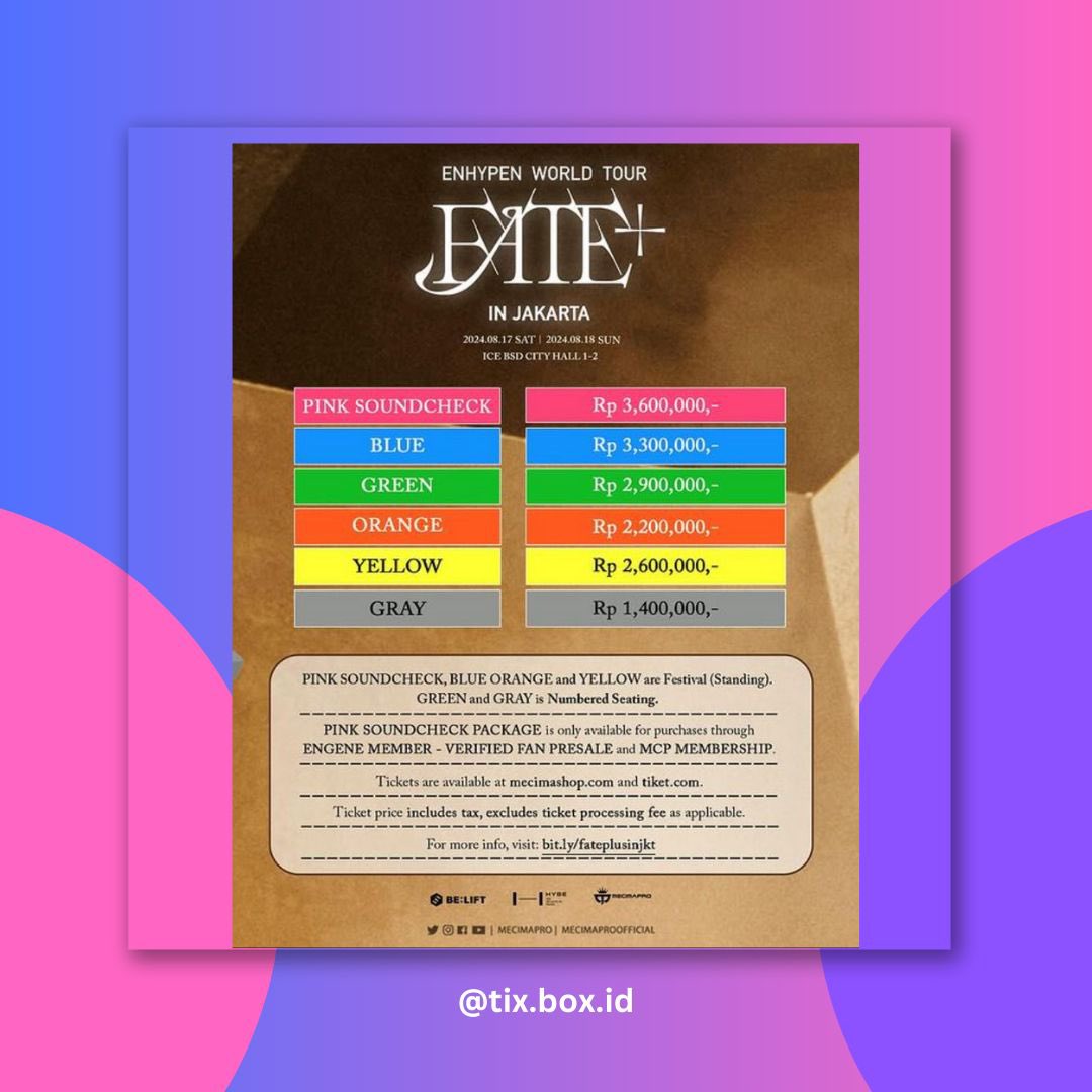 tixboxid's tweet photo. [ENHYPEN WORLD TOUR "FATE PLUS" IN JAKARTA]

🎟️ Fee: IDR 250K/tix
🙅🏻‍♀️ If we failed to secure your tix, we will only charge IDR 50K/tix as our service fee
💯 Trusted
✨ Proofs attached on highlight

Hit us on https://t.co/cDxAVuqMn7 to secure your spot https://t.co/8q1DW1E9xH