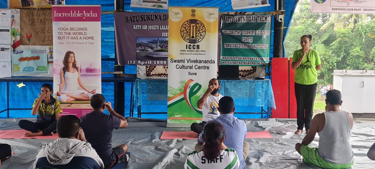 DAY  3 of @ICCR in Suva conducted Yoga Training Session for students and  Teachers of Nakasi High School towards preparation for Participating in  #InternationalDayOfYoga2024