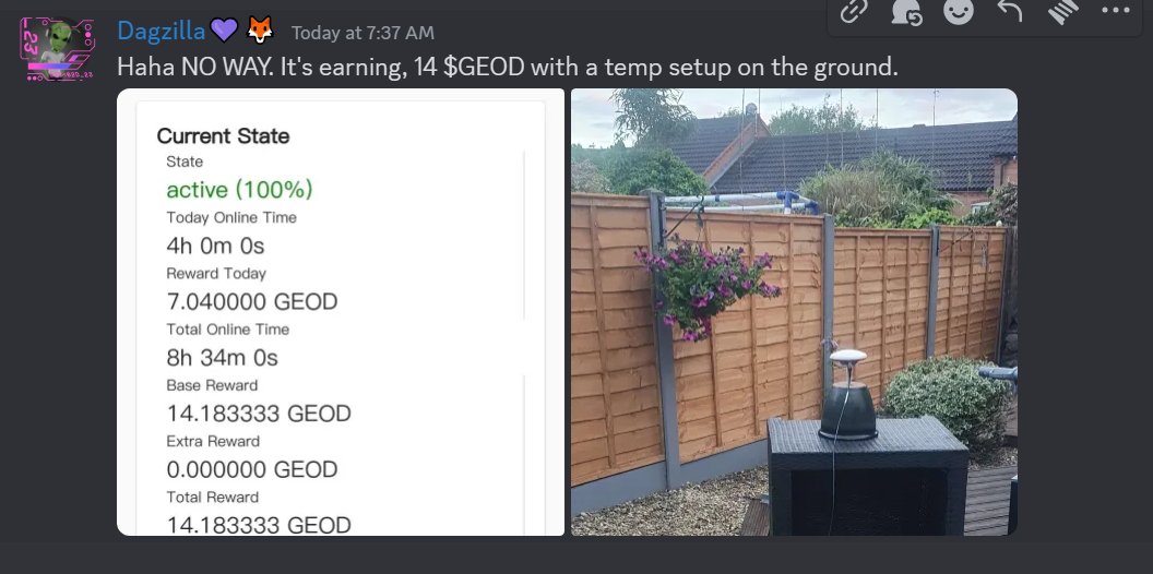 BOOM !!! Our <a href="/GEODNET_/">GEODNET</a>  miner just landed waiting on the second one . we got done on taxes but 😂😂 it happens . Anywho the <a href="/DagrainionNFT/">hgtp://Dagrainion Warriors NFT</a> are gonna add them to their treasury and see how they perform . Nice work <a href="/DagZilla_/">Dagzilla</a>  and <a href="/DannyNation5/">Doozerdan.WChain</a> , keep this up!! $GEOD #Passiveincome
