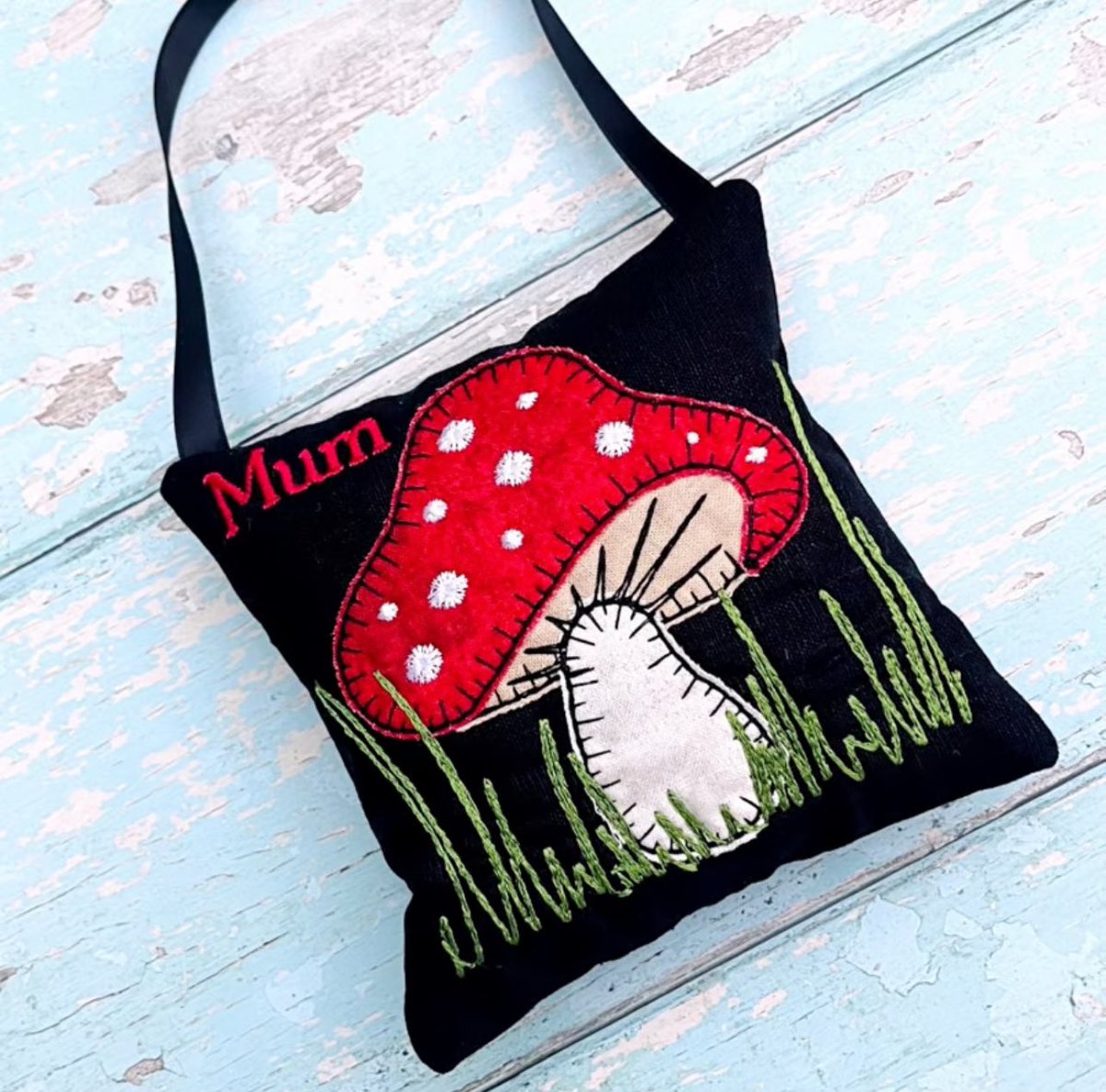 Appliquéd Toadstool Lavender Bag folksy.com/items/8339291-… #EarlyBiz #toadstool