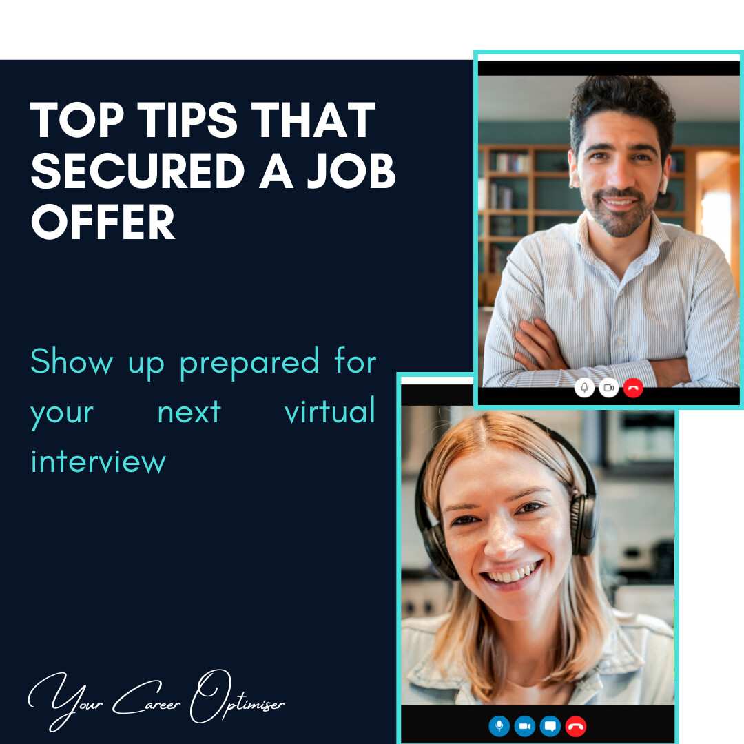 Three tips that made all the difference:

1️⃣  Keep your CV and job description in front of you.
2️⃣  Use Post-it notes around your screen as prompts.
3️⃣ Show up prepared and let your potential shine.

#VirtualInterviews #InterviewTips #CareerAdvice #CareerOptimisation