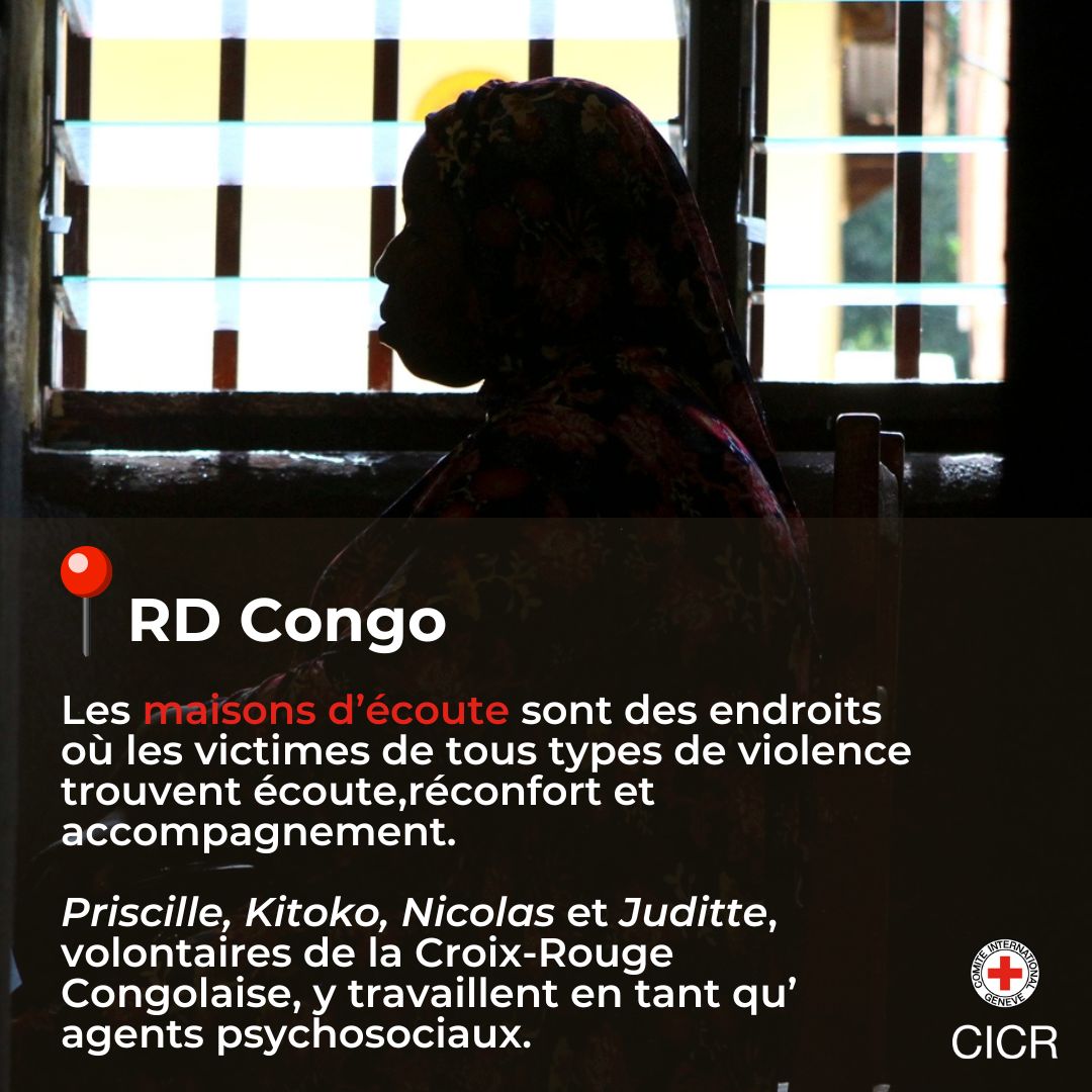 📍#RDCongo Au sein des 7 'maisons d'écoute'' installées au Sud Kivu et #NordKivu, les assistants psychosociaux accueillent et orientent les personnes victimes de tous types de violence.