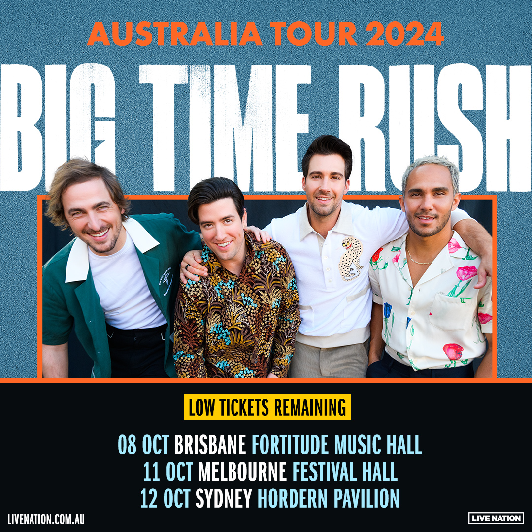 Woah-oh-ohah-ohhh! Low tickets remain for @bigtimerush's debut Australian tour! Get in a 'Big Time Rush' to secure your tickets today 👉 lvntn.com/BTR24