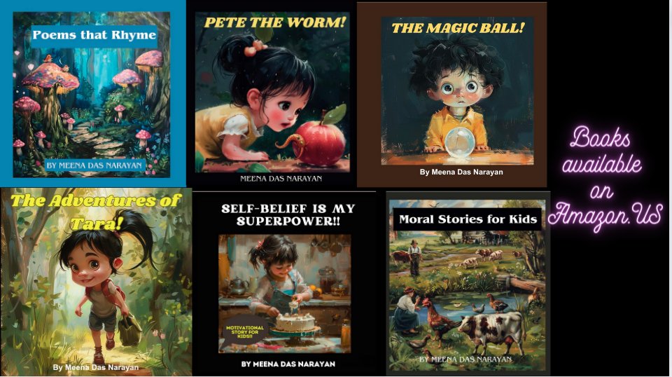 MeenaDasNarayan's tweet photo. Friends these are some of my books that are available for kids and for adults on #AmazonUS... @NarayanNed #StoryBooks #Poems #EasyReading @NarayanNed https://t.co/Y57IDwKyjQ