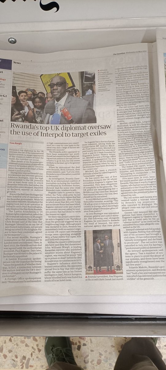 Rwanda's top UK diplomat oversaw the use of Interpol to target exiles- The Guardian Newspaper. @PoliceUg @GovUganda @GCICUganda @UHRC_UGANDA @CID1_UG @Tom_Magambo @Sudhirntv @muyangalutaaya @SimonKaggwaNjal @FGoloobaMutebi @edtabaro @DuncanAbigaba