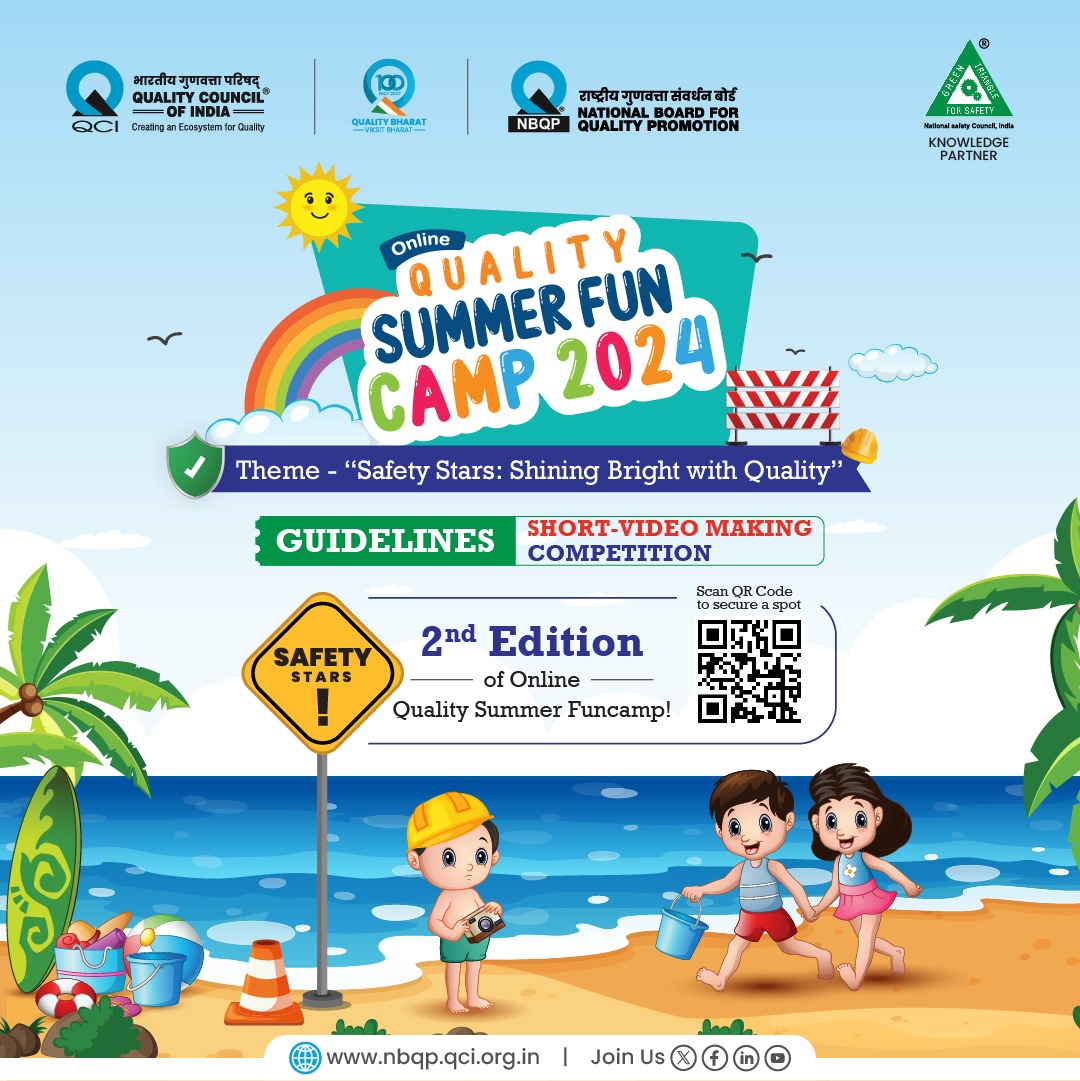 QCI_QBM's tweet photo. Ignite your creativity and light up the world with quality!
Participate in the 2nd edition of Online Quality Summer Funcamp and become a quality champion.
Competitions open for students from Kindergarten to 12th grade.
Theme: "Safety Stars: Shining bright with Quality" https://t.co/aKrVby5oPG