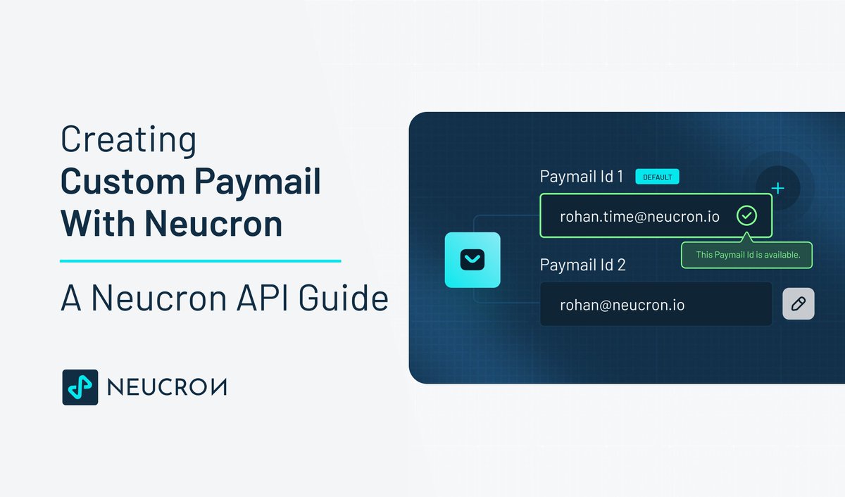 Simplify your transactions with custom Paymail addresses! 💹 
Dive into our latest blog where we explore how Neucron's API makes integrating Paymail a breeze. Ideal for developers looking to enhance user experience in cryptocurrency applications.

🔗Link: neucron.io/blogs/creating…