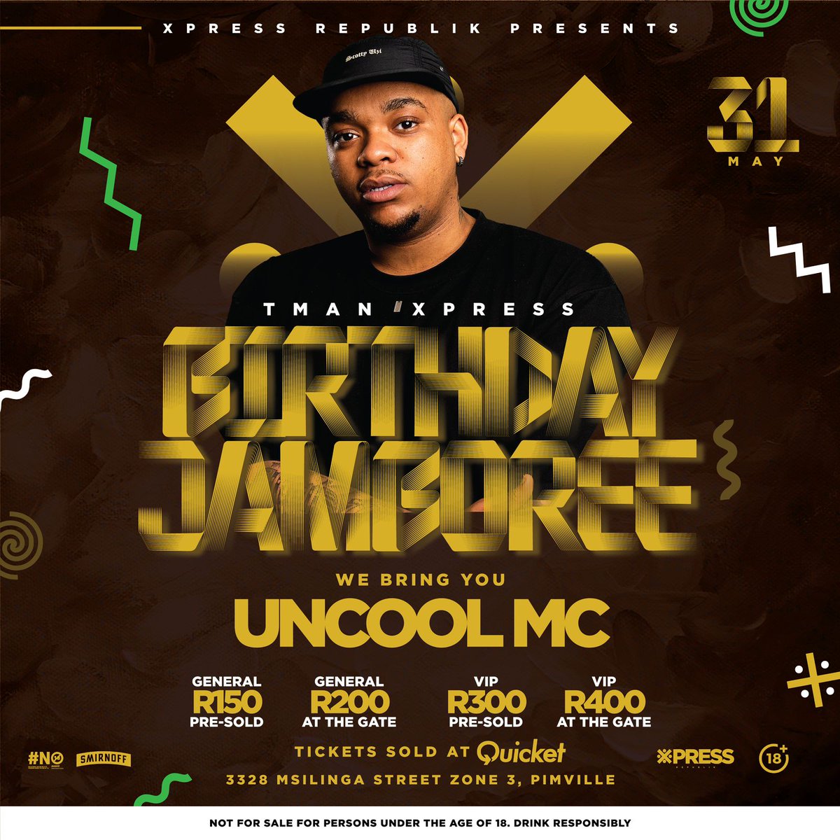 M a l i n d y💅 (@malindy__) on Twitter photo This is gonna be one epic Friday as we all attending Birthday Jamboree at Pimville Zone3 #TmanExpress make sure you get your ticket and join us💥🎈💃🏾🕺🏿🍸🍹TmanExpress <a href="/tallarseteedemc/">Jackie</a> <a href="/Tyler_ICU/">Shukuru Jangalu</a> and <a href="/therealUncoolmc/">alright asiyenze kanje</a> will be there💃🏾🕺🏿🤩💥🔥
quicket.co.za/events/215255-… This is gonna be one epic Friday as we all attending Birthday Jamboree at Pimville Zone3 #TmanExpress make sure you get your ticket and join us💥🎈💃🏾🕺🏿🍸🍹TmanExpress <a href="/tallarseteedemc/">Jackie</a> <a href="/Tyler_ICU/">Shukuru Jangalu</a> and <a href="/therealUncoolmc/">alright asiyenze kanje</a> will be there💃🏾🕺🏿🤩💥🔥
quicket.co.za/events/215255-…