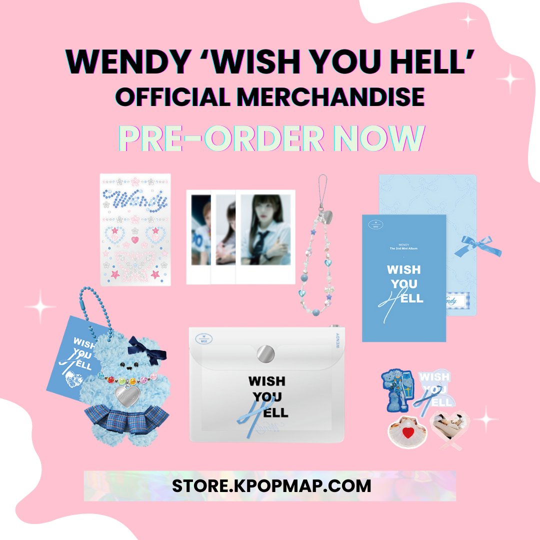 Guess who’s back with more WENDY K-Merch because we couldn’t get enough of the first batch!🤪

WENDY [Wish You Hell] Official Merchandise

📅 Pre-Order Sales Period: Wednesday, May 29, 2024, 3:00 PM to Tuesday, June 11, 2024, 11:59 PM.

💖 Extra MD List:
*⃣ DIY Moru Doll Kit
*⃣