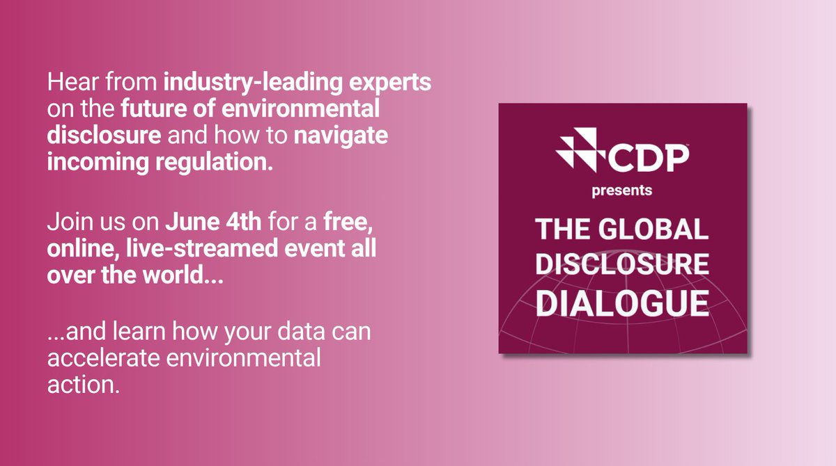 Join us at the Global Disclosure Dialogue 2024 to explore the future of environmental disclosure. Book your place for free: ow.ly/kfI550RQyAT