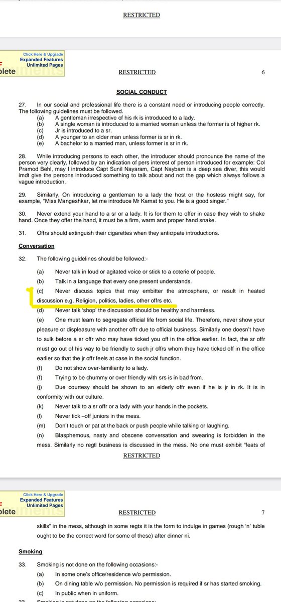 Etiquettes booklet of IMA Pls see what all is not supposed to be discussed by army officers. But now a days all norms are breached and the leaders are veteran Generals..the rot has spread to the serving ones as well. Tag the veteran whom you feel should be reminded.