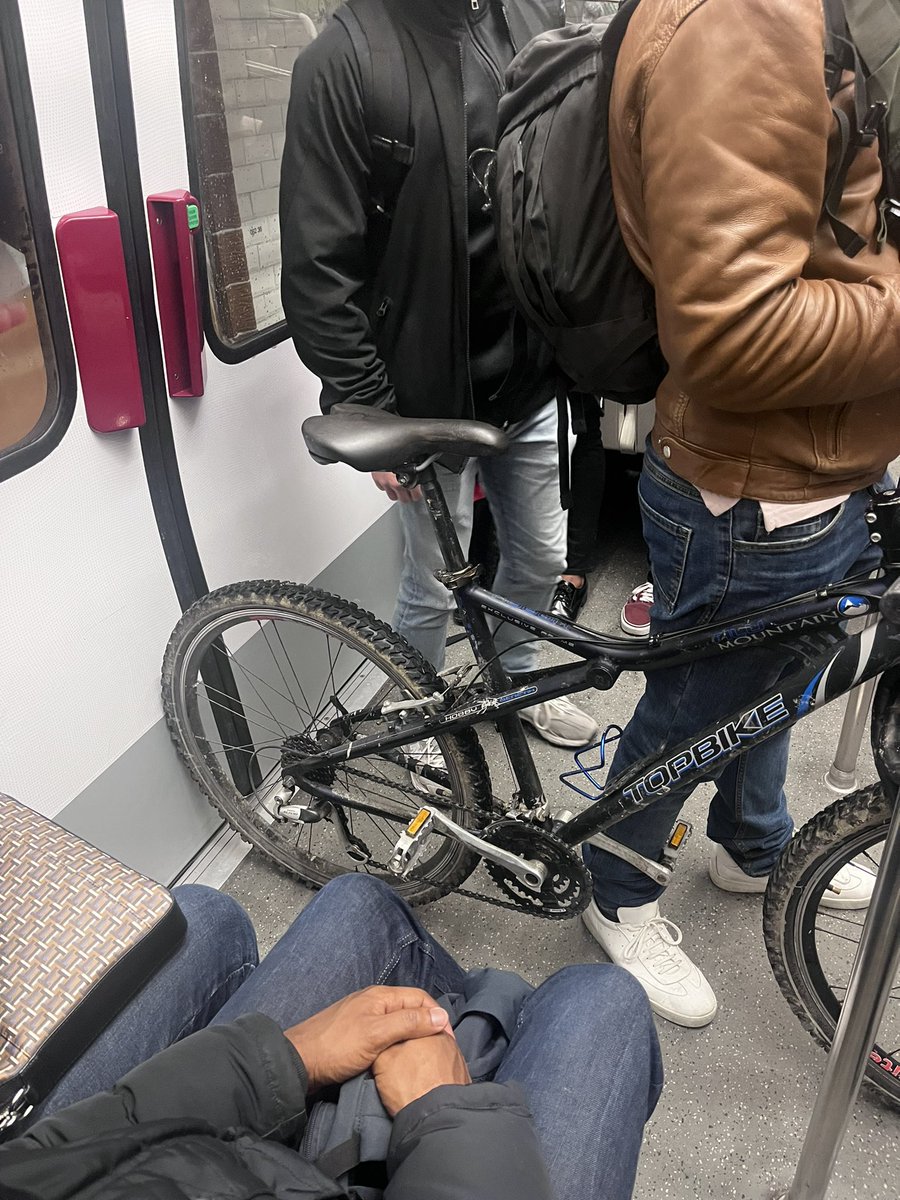 #ligne8 heure de pointe 8:24 ça gêne forcément personne un vélo dans une rame