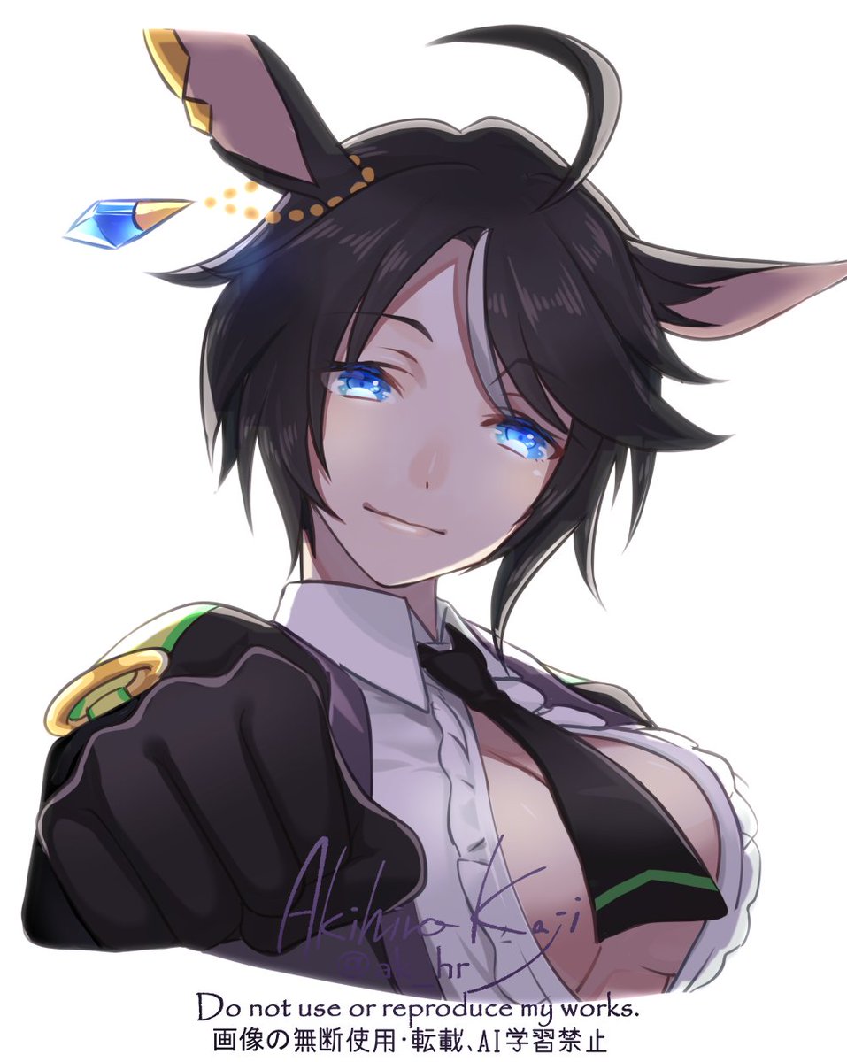 フジキセキ(ウマ娘) 「新時代の扉フジキセキの表情の描かれ方とタキオンの描かれなさあれいいよね、すごいい」|梶アキヒロのイラスト