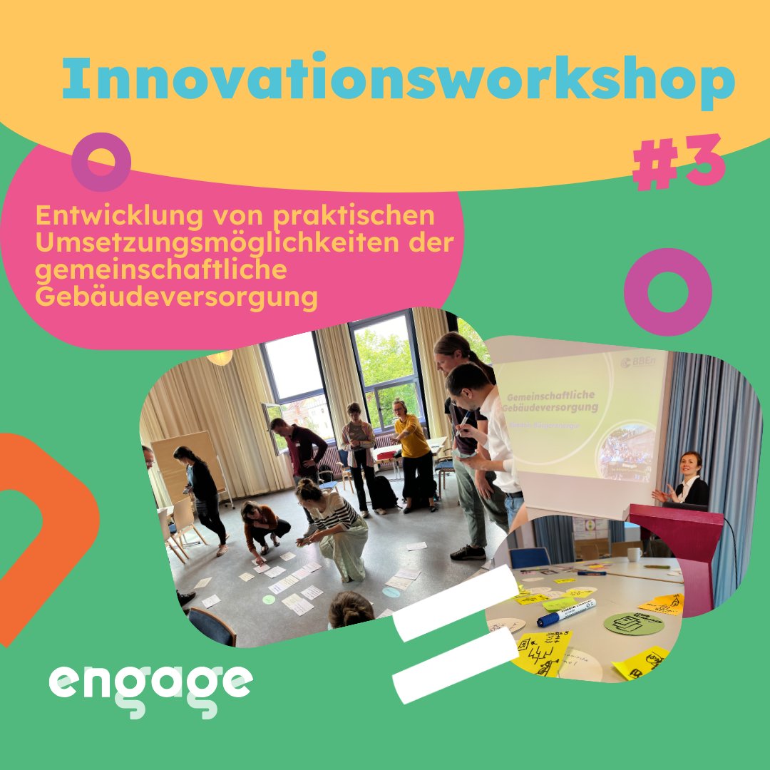 💫 Am 24. Mai fand nun der letzte #Innovationsworkshop im Rahmen des #ENGAGEjetzt-Projektes statt. Diesmal sollte sich alles um das Thema "Gemeinschaftliche Gebäudeversorgung" drehen.
<a href="/bundnis/">Bündnis Bürgerenergie</a> <a href="/IKEM_Berlin/">IKEM</a> <a href="/eueco/">eueco</a> <a href="/100ProzentEE/">100pes</a> #ENGAGEjetzt