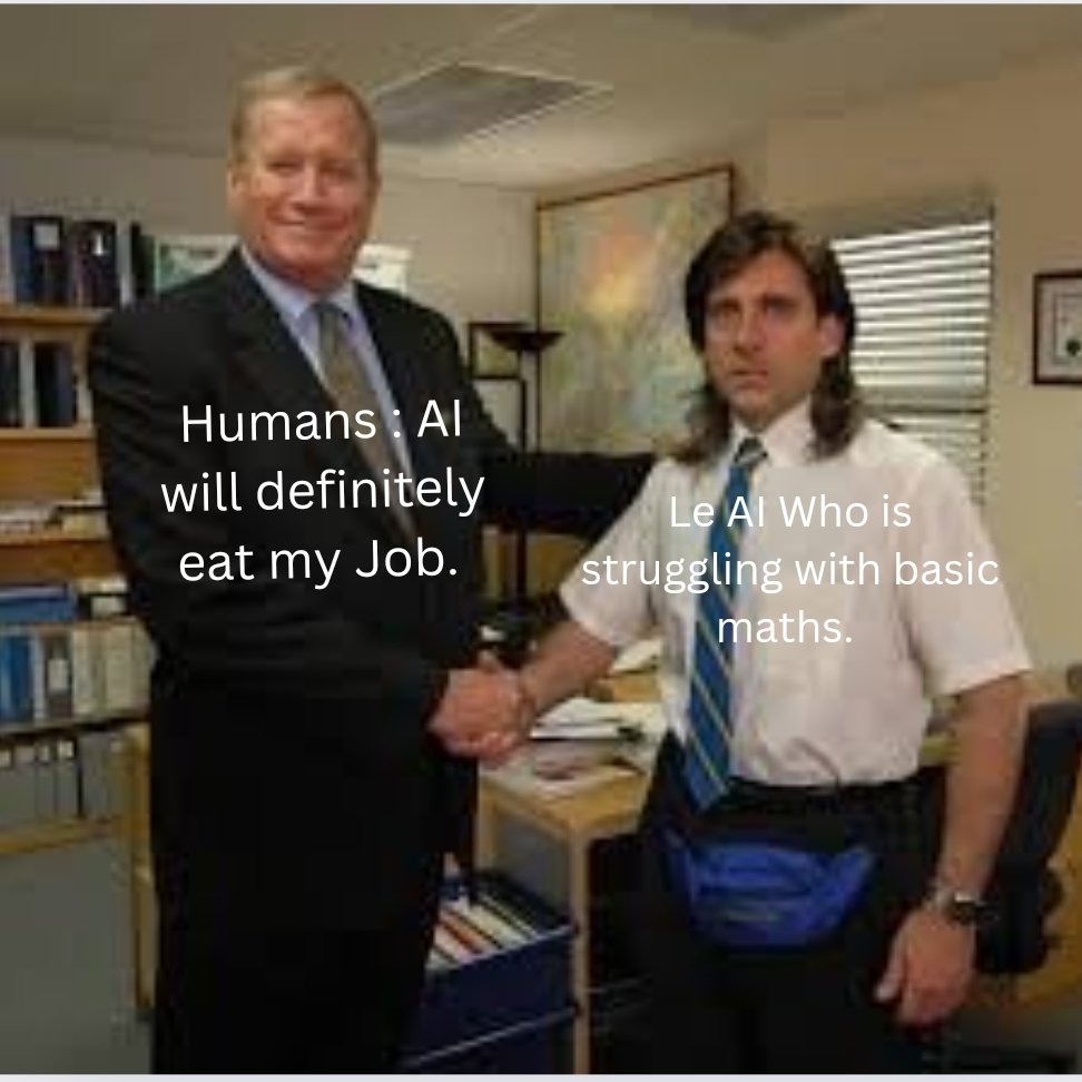 RitikRises's tweet image. Reality 😂

#AIGoneWrong #MathFail #AI #MachineLearning #ArtificialIntelligence #MathErrors
#AlgorithmErrors #AIChallenges #AIFail