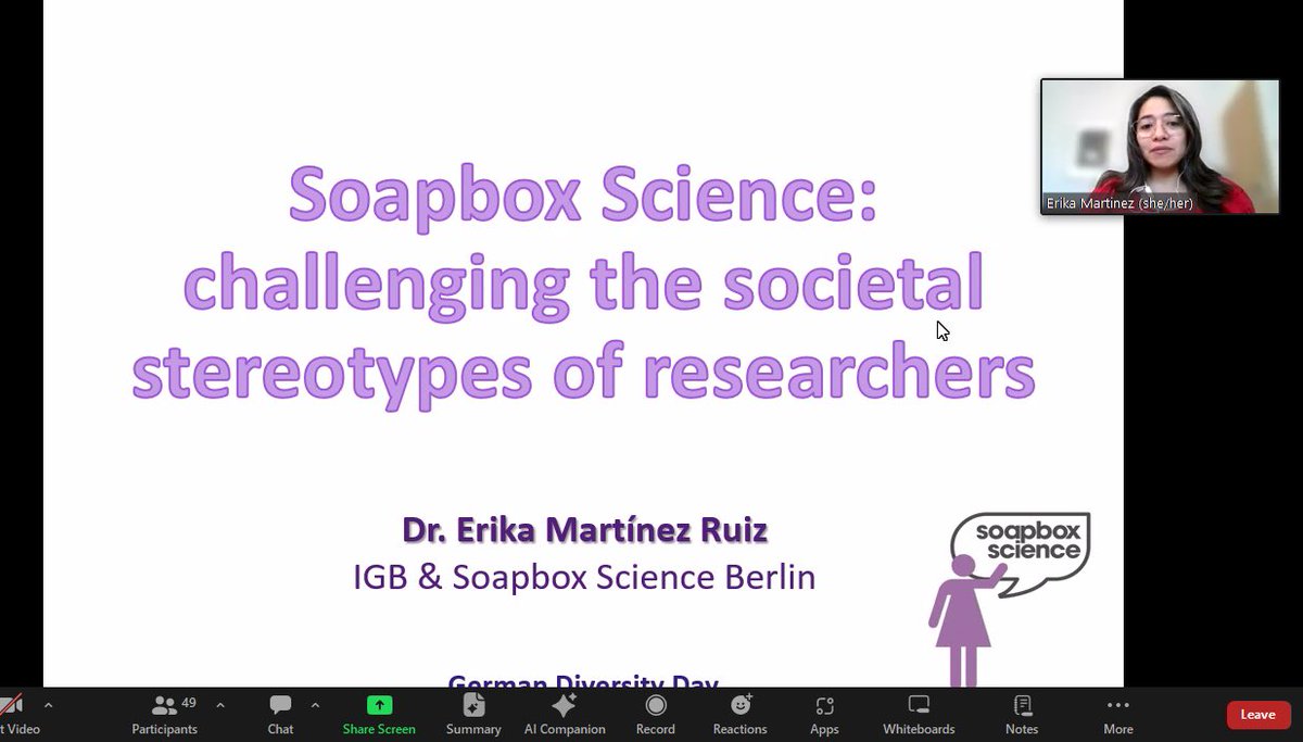 Yesterday I had the opportunity to talk about <a href="/berlin_soapbox/">Soapbox Science Berlin</a>, underrepresentation of women in science and trust in science during the program for the #GermanDiversityDay organized by the <a href="/FVB_adlershof/">Forschungsverbund Berlin</a>. I am very happy for the opportunity and the experience