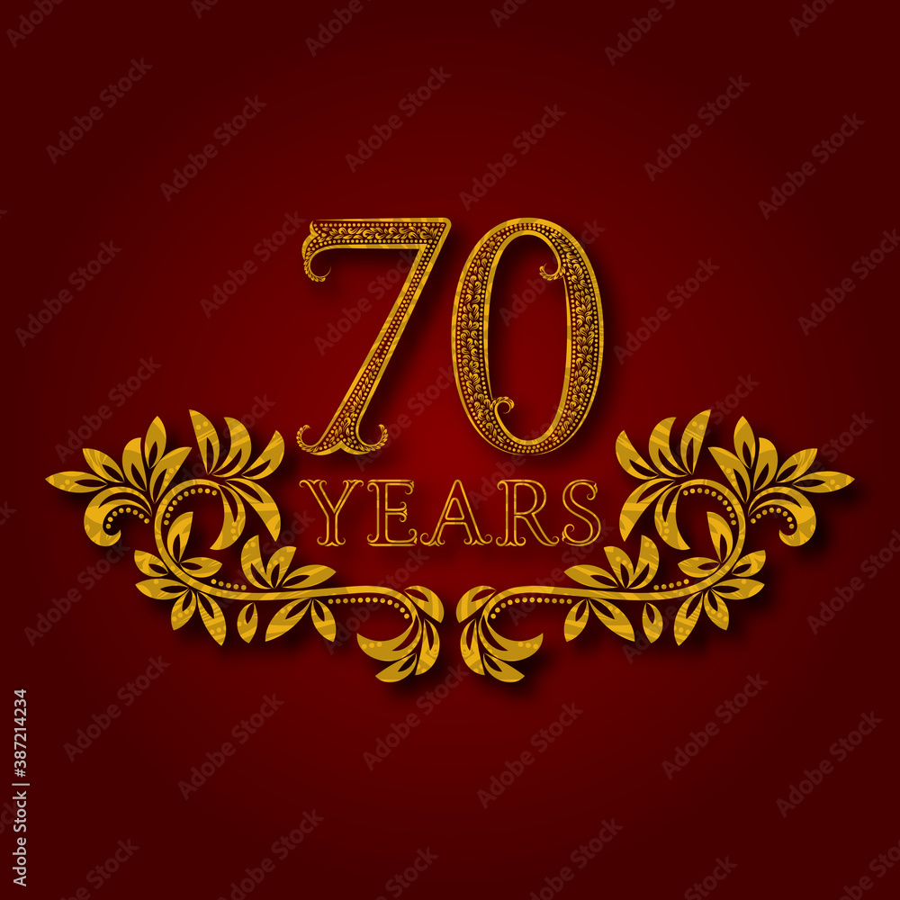 #Seventy years #anniversary celebration patterned logotype. #Seventieth anniversary vintage golden logo with shadow. #StockVector | #AdobeStock stock.adobe.com/stock-photo/id…
