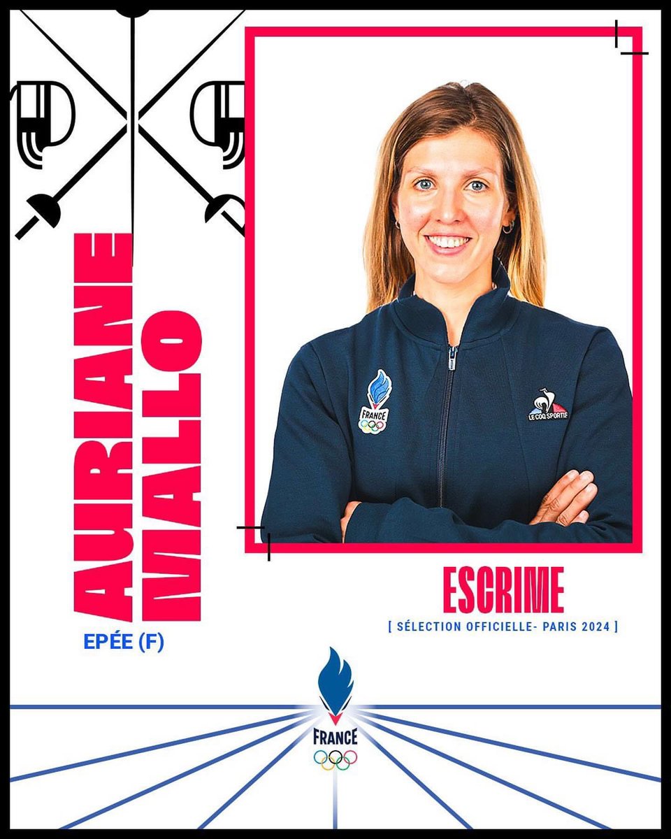 🎉 Félicitations à @aurianemallo pour sa sélection aux Jeux Olympiques de #Paris2024, elle intègre la délégation française à l’épée femmes ! 🤺 Licenciée au Cercle d'Escrime de Saint-Gratien et soutenue par le Département, Auriane porte haut les couleurs du Val d'Oise. Tous