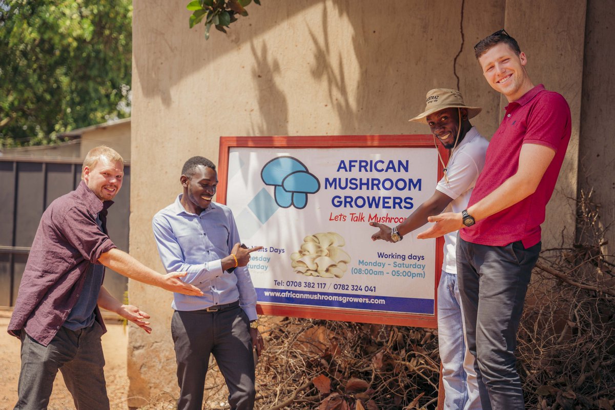 The first stop on our #10thAgribusinessTour was at African Mushroom Growers in Makindye. We also have the German interns along for the trip which will go all the way to Nairobi, Kenya.