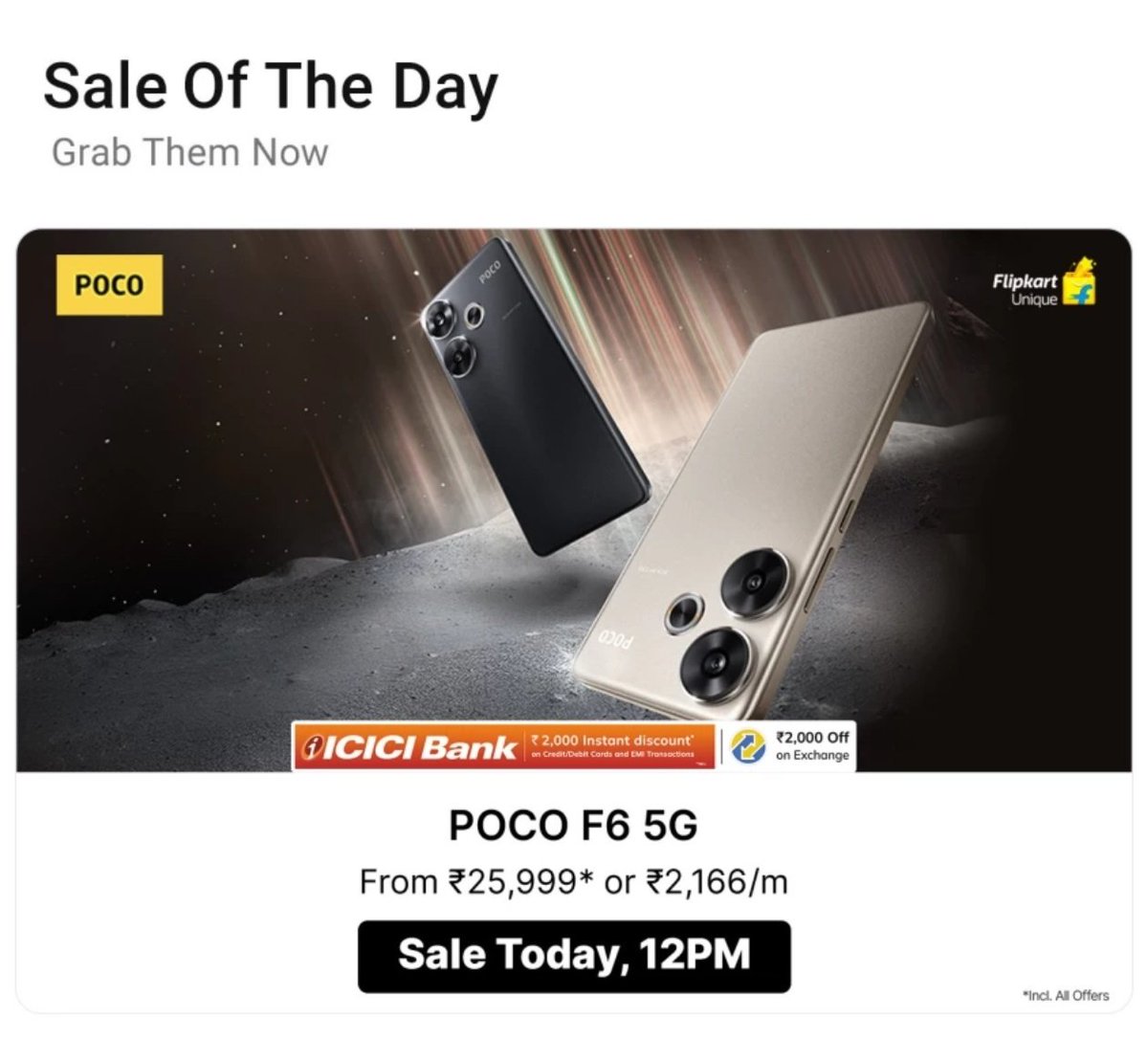 POCO F6 deal of the Day
You can get this only 24,999*
MRP Price 29,999
Card discount 2k off
1k off supercoins
2k off exchange discount
So total discount you get 5k

#POCOF6 #GodModeOn