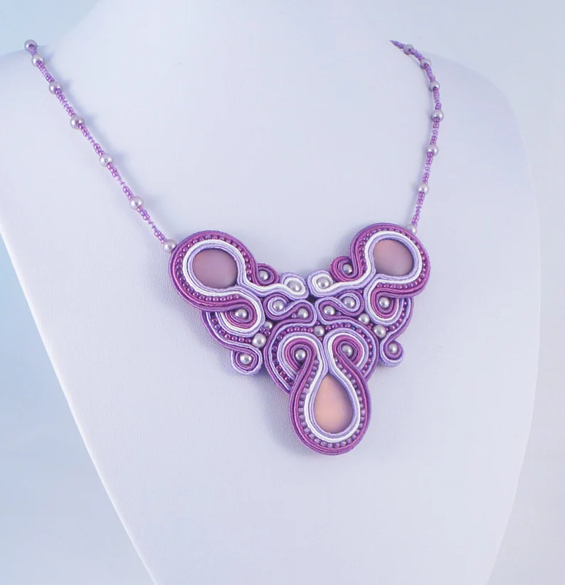 Soutache And Beaded Necklace Add a pop of purple to your outfit. etsy.com/uk/listing/636… #earlybiz #mhhsbd