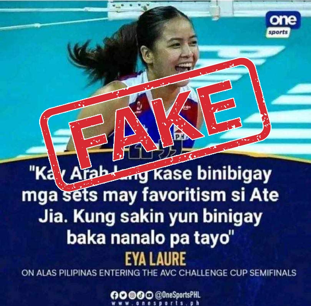 ❗️ ANNOUNCEMENT ❗️

One Sports did not publish these quotes regarding Alas Pilipinas. We ask the public to refrain from sharing malicious posts and to stop spreading false information.