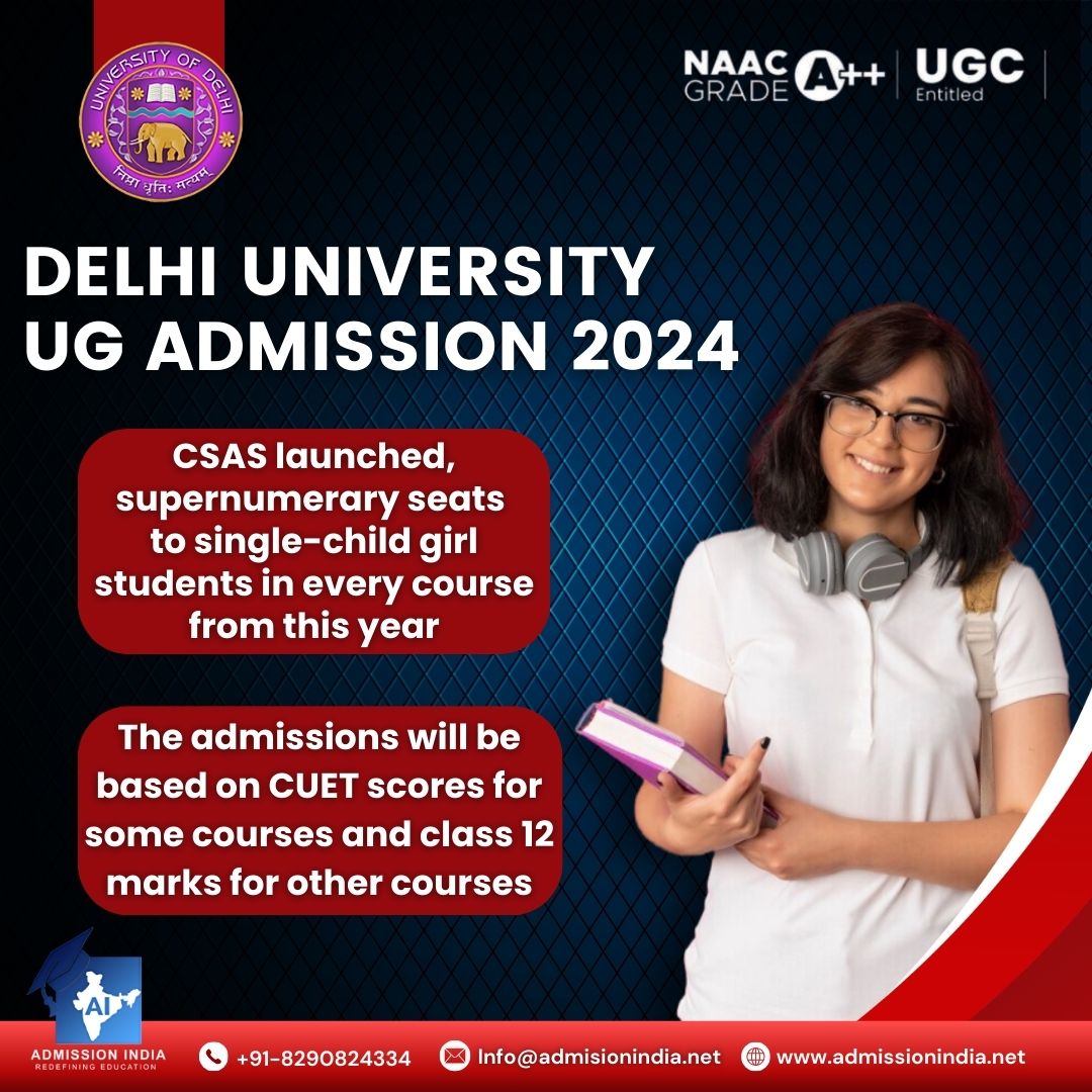 The DU UG Admissions 2024🏫
.
.
.
Delhi University is taking a giant leap towards inclusivity with supernumerary seats specifically for single-child girl students.👩‍🎓

#DelhiUniversity #DUAdmissions2024 #UG2024 #SingleChildGirl #collegeadmission #duupdates #girls #admissionindia