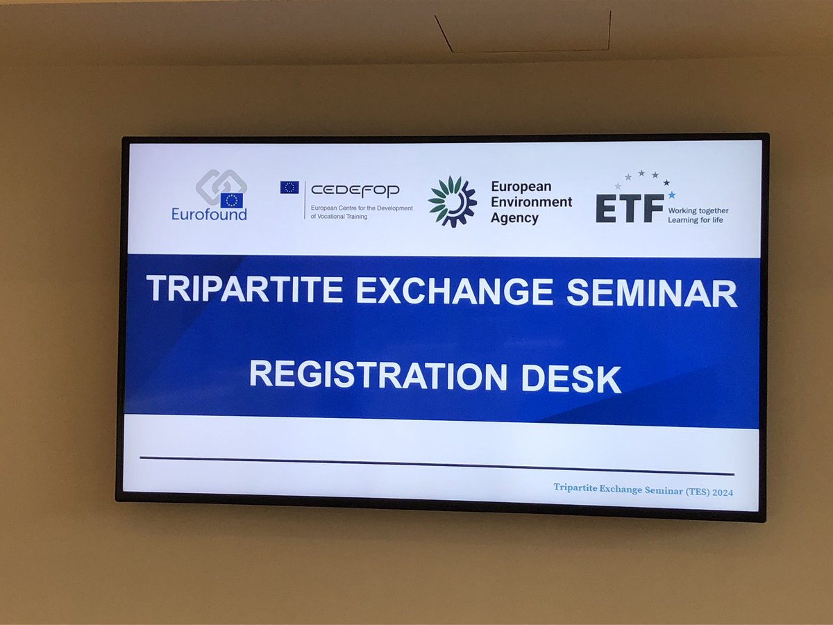Waiting for participants to arrive! The @Cedefop @eurofound @etfeuropa @EUEnvironment #tripartite exchange seminar is about to start. 

We will discuss with #socialpartners & governments how we can power 

♻️#greentransition via 
🤝 #socialdialogue

@EU_EESC 🙏 for hosting us!