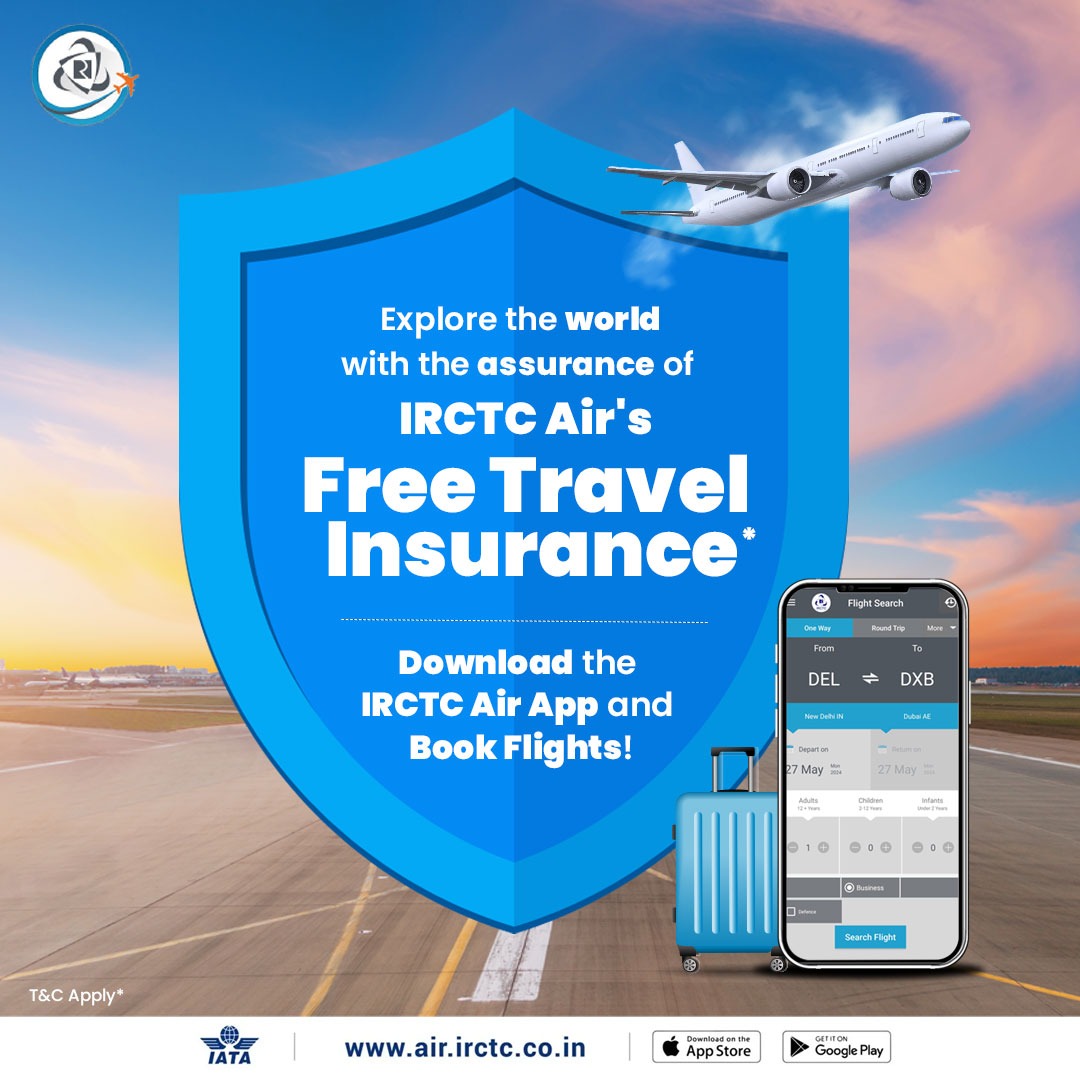 Discover some of the finest destinations across the world with the assurance of IRCTC Air's insurance of up to ₹50 lakh. Book flights on air.irctc.co.in or the IRCTC Air app and #FlyWithEase. #TravelWithIRCTC #BookYourFlight #TravelSmart #ExploreMore #TravelSecure