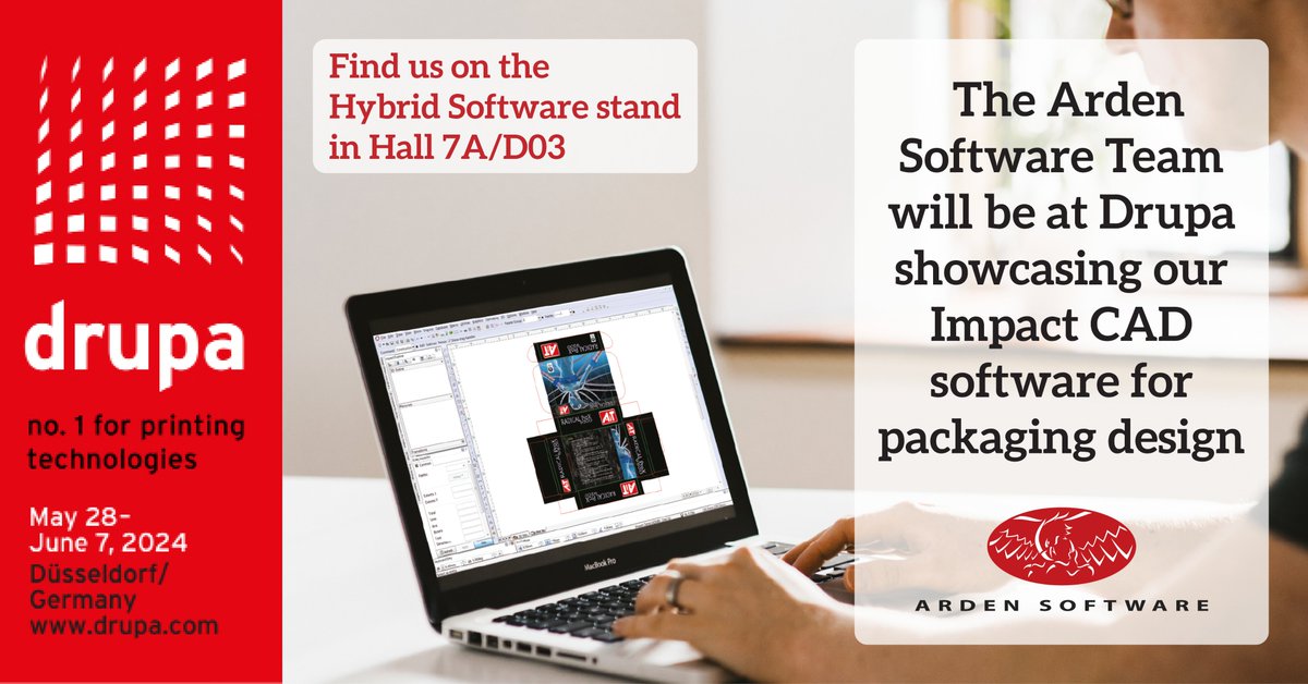We're at #Drupa2024 with our partner
<a href="/HybridSoftware/">HYBRID Software</a> 

Find us in Hall 7A/D03 where we're presenting our Impact CAD software, showcasing how it can streamline your #packagingdesign process.  

Check out what's coming up on the Hybrid Software stand here: hybridsoftware.com/hybrid-pulse/e…