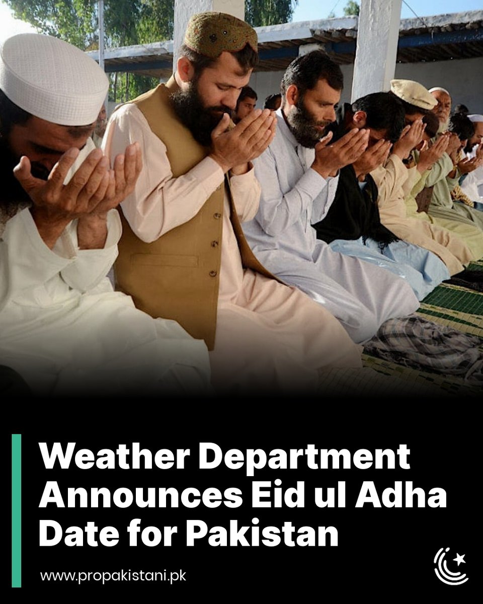 Eid ul Adha will most likely be celebrated on Monday, June 17, 2024.

Read More:  propakistani.pk/2024/05/29/wea… 

#EidulAdha #Eid2024 #Pakistan #PakistanMeteorologicalDepartment