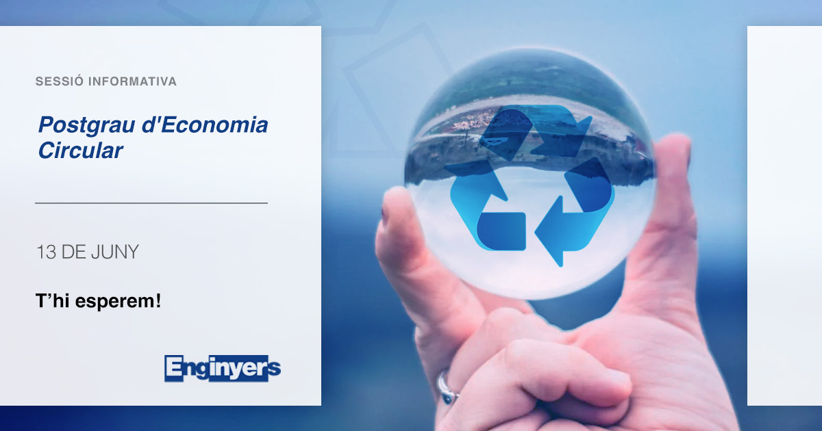 13/06: Sessió informativa del Postgrau d'#EconomiaCircular a càrrec del seu director, Xavier Elias. 

Tipologies de residus, tecnologies per a la valorització material, alternatives de "circularitat" i molt més.

T'hi esperem! tuit.cat/0rvRL
#JornadesEIC