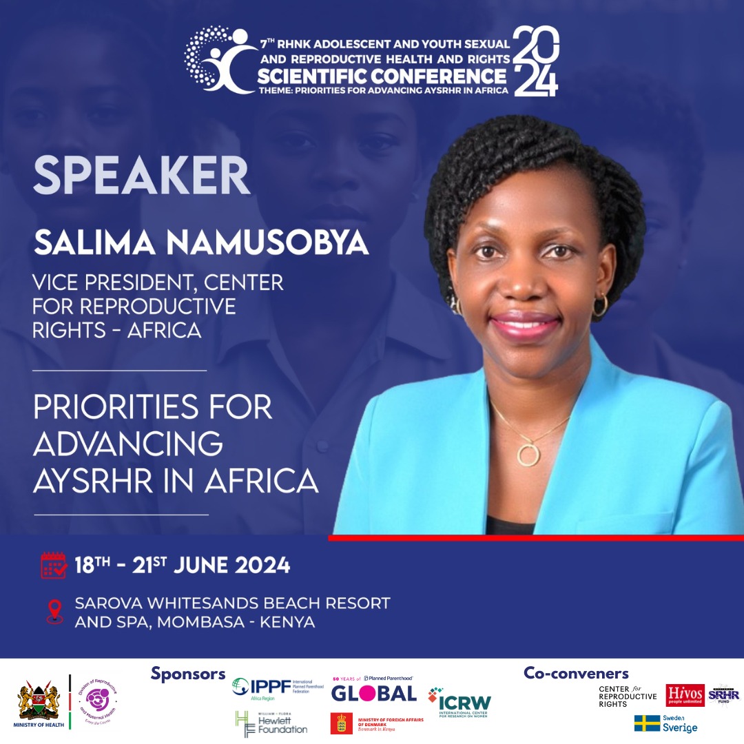 We are excited to announce @Salima_SN as one of our distinguished speakers at the upcoming #RHNKConference2024. Salima is the vice president, @ReproRightsAFR, bringing with her an extensive background in human rights advocacy and law. Being a lawyer and human rights advocate,