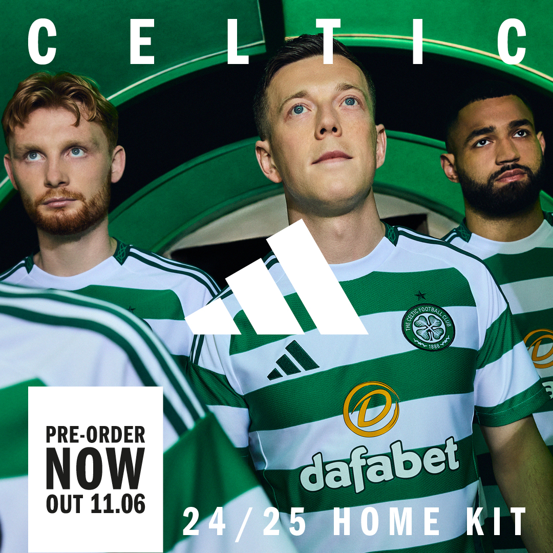 🟢⚪️A brand new look for Glasgow’s Green & White! The 2024/25 #CelticFC x @adidasfootball Home Kit is available to pre-order now ➡️tinyurl.com/5n6zhez9