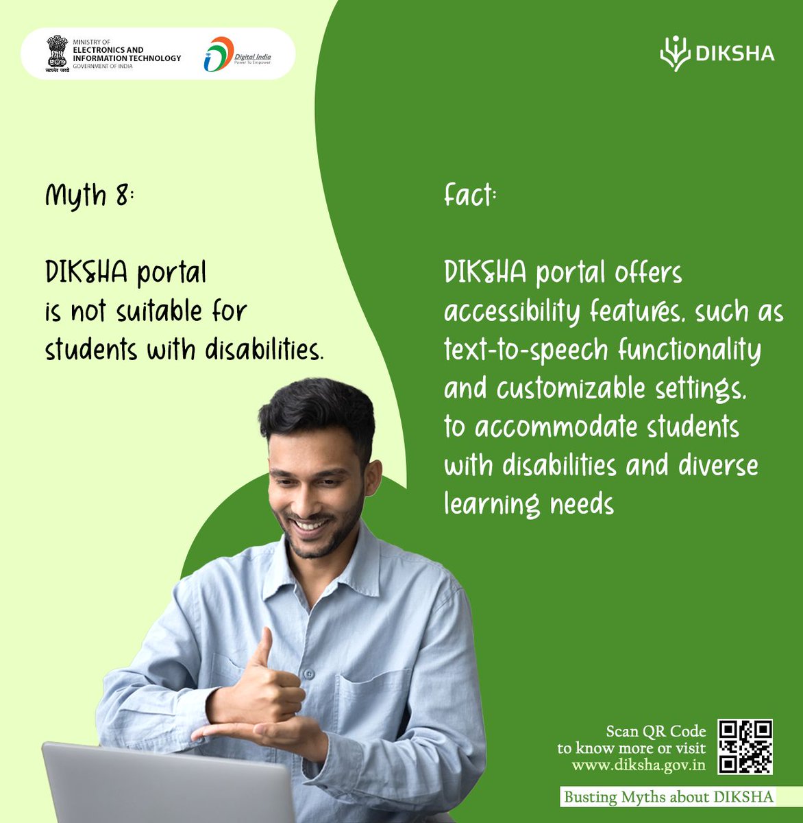 DIKSHA portal offers accessibility features, such as text-to-speech functionality and customizable settings, to accommodate students with disabilities and diverse learning needs. Visit diksha.gov.in 

#DigitalIndia #eLearning @EduMinOfIndia @DselEduMinistry