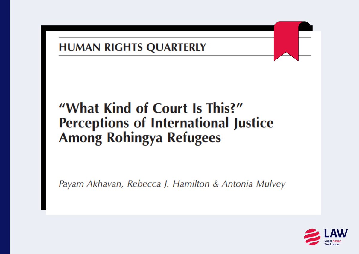 📢'What kind of court is this?'- article exploring deeper understanding of #justice from the perspective of #Rohingya survivors,🖊️by #PayamAkhavan @AntoniaMulvey @bechamilton is live on Human Rights Quarterly. Check it out now➡️tinyurl.com/49z57c4t @ProjectMUSE @UCUrbanMorgan