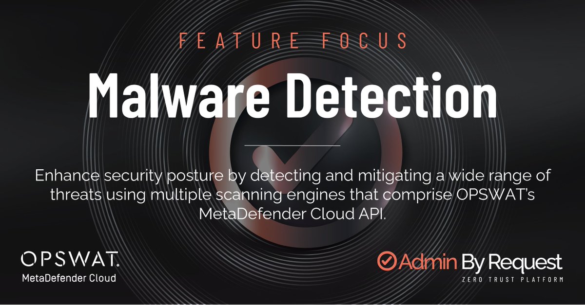 AdminByRequest's tweet image. Enhance your security posture with @AdminByRequest&apos;s robust Malware Detection features. Leveraging the power of @OPSWAT&apos;s MetaDefender Cloud API, we detect and mitigate a wide range of threats using multiple scanning engines.

#FeatureFocus #MalwareDetection #AdminByRequest