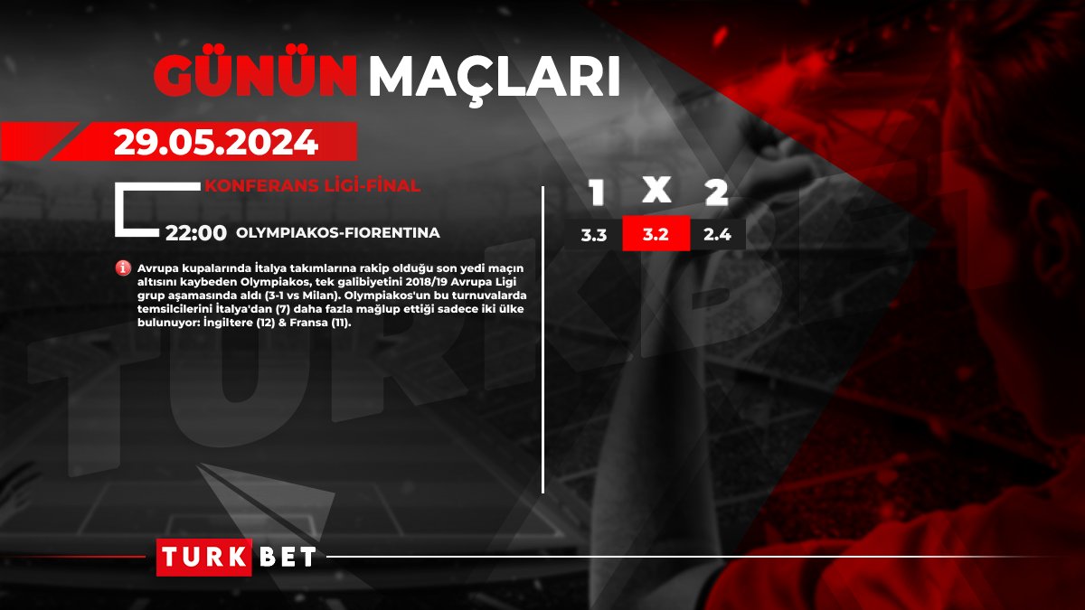 ⚽ #KonferansLigi karşılaşması heyecanına #Turkbet ile siz de ortak olun.  

🌟 Turkbet farkı ile en yüksek oranlar sizleri bekliyor.

🍀 Hepinize bol şans ve kazanç dolu bir gün dileriz!