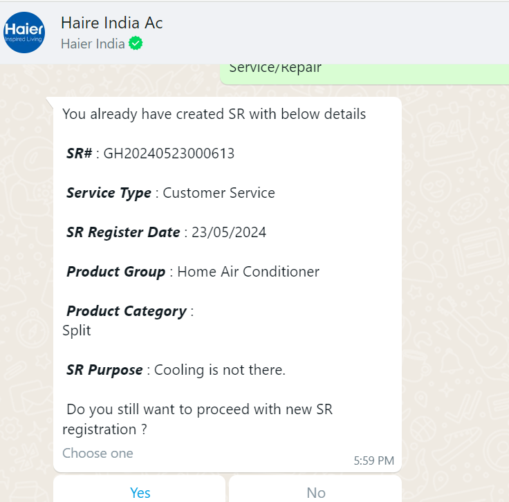 roamingvivek's tweet photo. @IndiaHaier 
Talked  through customer care and what's app  done complin on 23rd May but not yet resolved neither customer care then talked with Mr Devendra  and now neither Devendra Sharma nor Deepak Rathi is answering calls   ridiculous  experience form Haier India appliances https://t.co/oszXl2NS7b