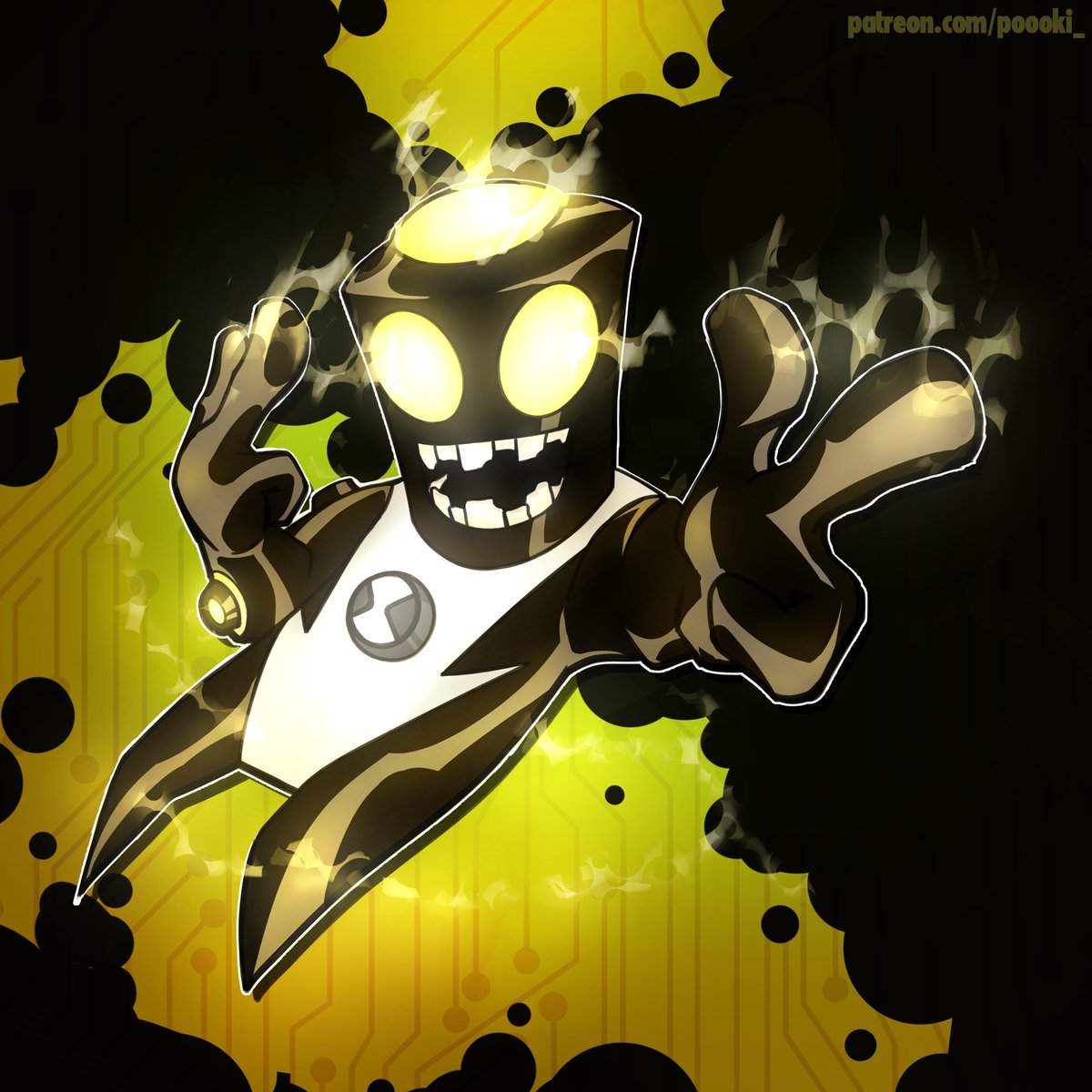 saypokkie's tweet photo. Art for Ben 10 Hero Time (7/8) - Buzzshock
#dropherotime #ben10 #buzzshock #art #fanart

Follow the release of Alpha 4 of Ben 10 Hero Time on the creator's YouTube channel: @MuskitoDev. https://t.co/WYHeSJlQOn