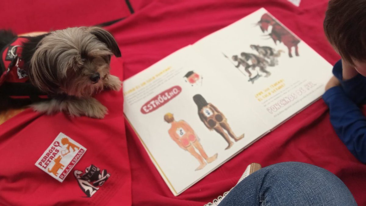 perrosyletras's tweet photo. Un año más, leemos en la Biblioteca Azorín (Alicante) gracias al apoyo del Ministerio de Cultura - Subdirección General de Promoción del libro, la Lectura y las Letras Españolas –, con Pepa, la perrita lectora alicantina. Aquí está escuchando uno de sus cuentos preferidos. https://t.co/WMMCtHs4uy