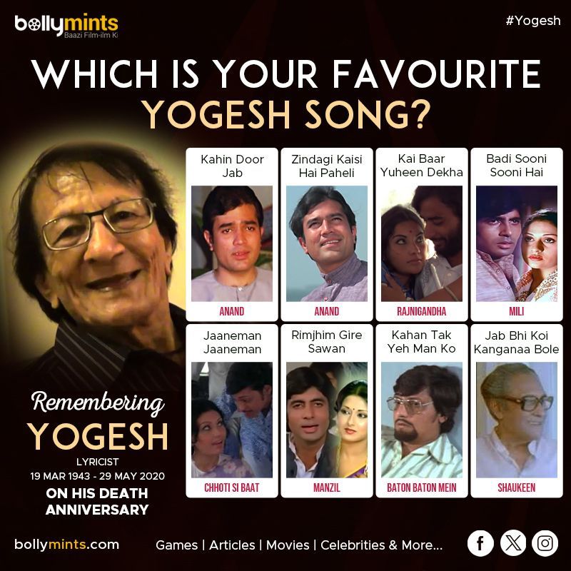 Remembering Lyricist #Yogesh Ji On His #DeathAnniversary !