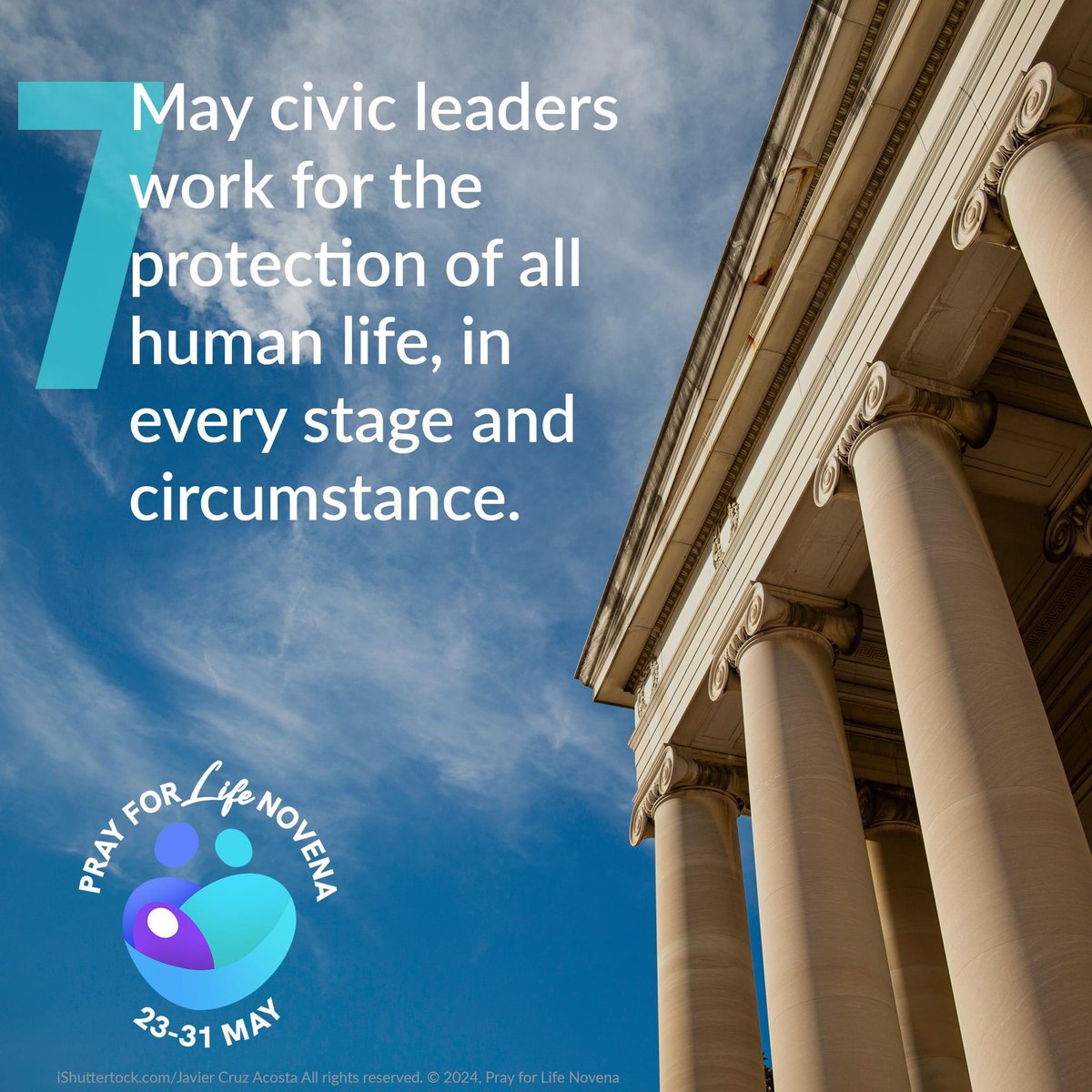 Today, Day 7 of our #PrayforLife Novena, Wed 29 May 2024, we pray: may civic leaders work for the protection of all human life, in every stage and circumstance. 

Go to prayforlife.ie to sign up: it's never too late to join in praying for life! @CatholicBishops